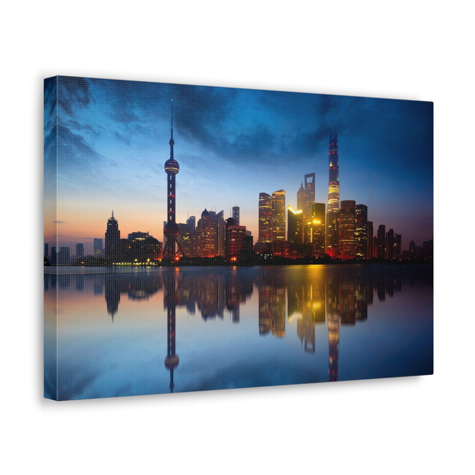 Shanghai Night Skyline Canvas Artwork High-Quality Breathtaking Stunning Cityscape for Home Decor Ready to Hang-Express Your Love Gifts