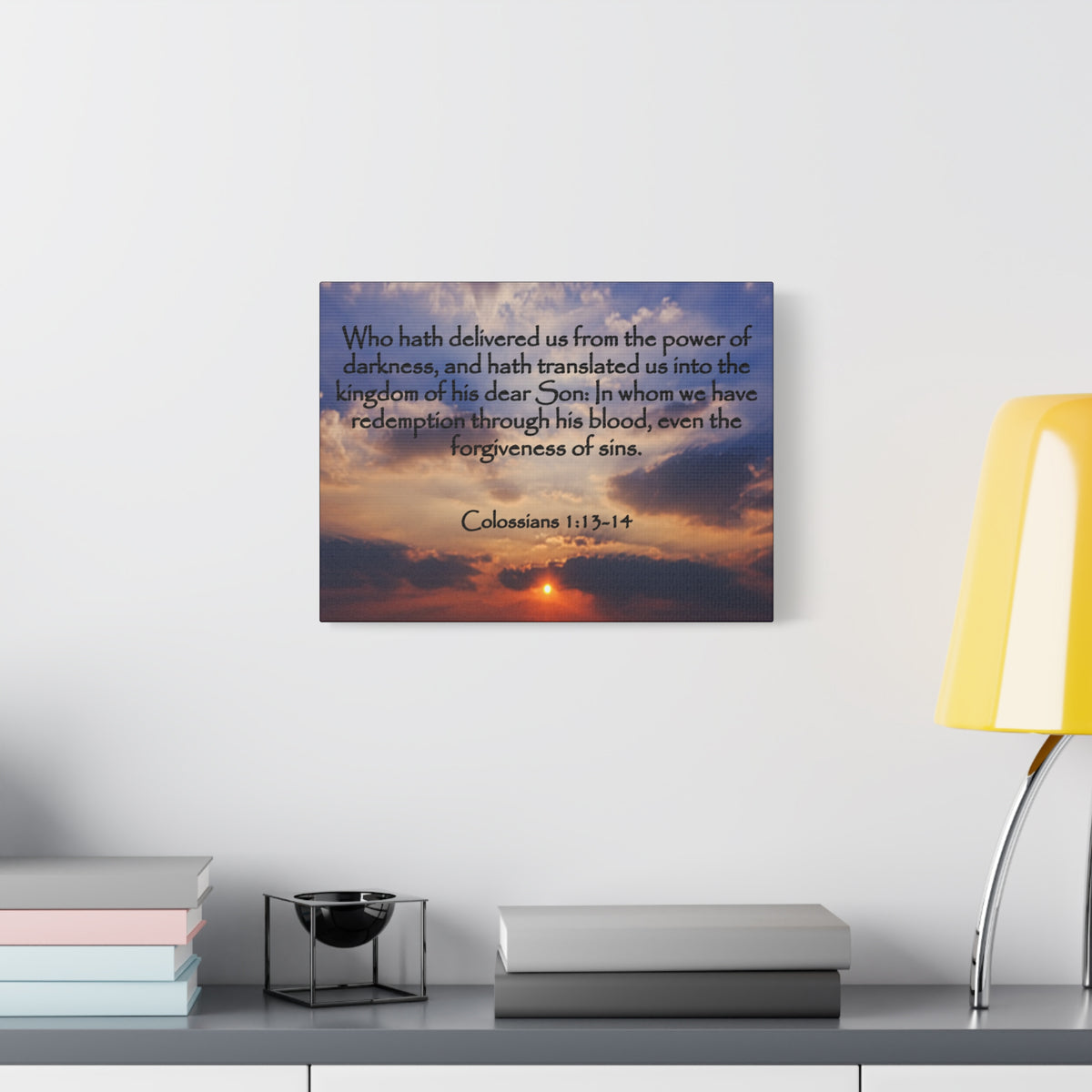 Bible Verse Canvas Into The Kingdom of His Dear Son Colossians 1:13-14 Christian Home Décor Wall Art Scripture Ready to Hang Faith Print-Express Your Love Gifts