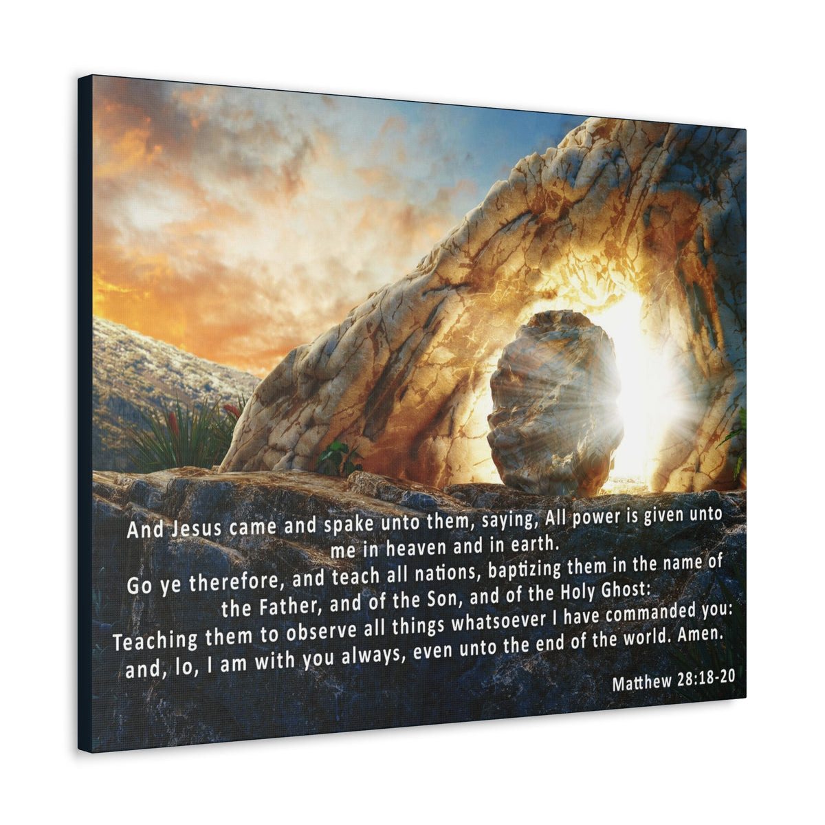 Scripture Walls Matthew 28:18-20 KJV Bible Verse Canvas Christian Wall Art Ready to Hang Unframed-Express Your Love Gifts
