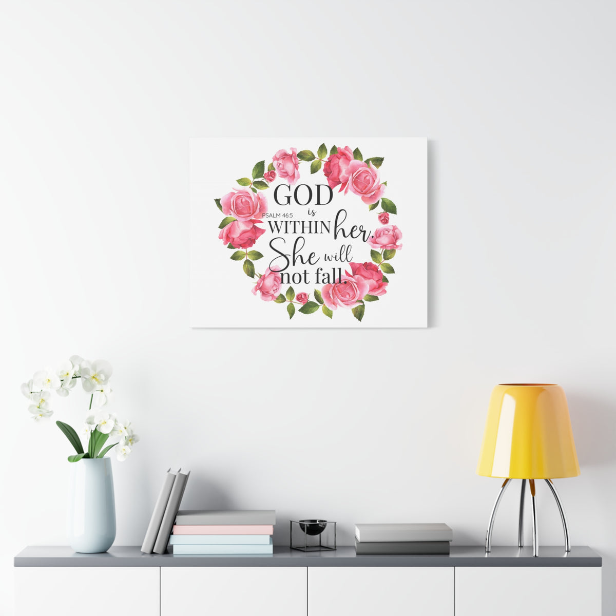 Scripture Walls Psalm 46:5 God is Within Her Bible Verse Canvas Christian Wall Art Ready to Hang Unframed-Express Your Love Gifts