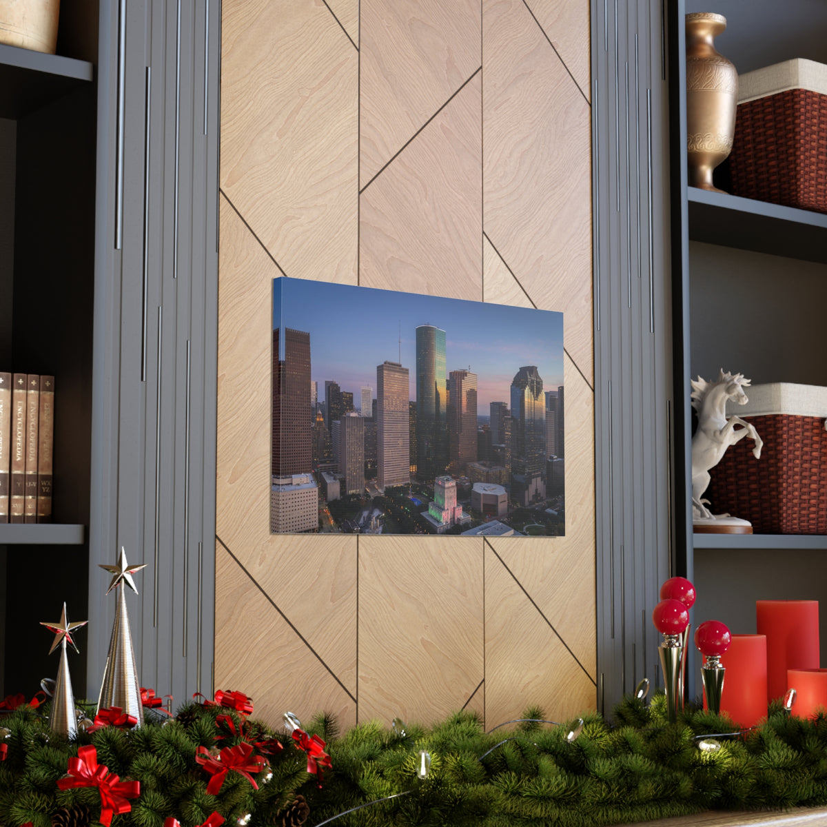 Houston Night Skyline Canvas Artwork High-Quality Breathtaking Stunning Cityscape for Home Decor Ready to Hang-Express Your Love Gifts