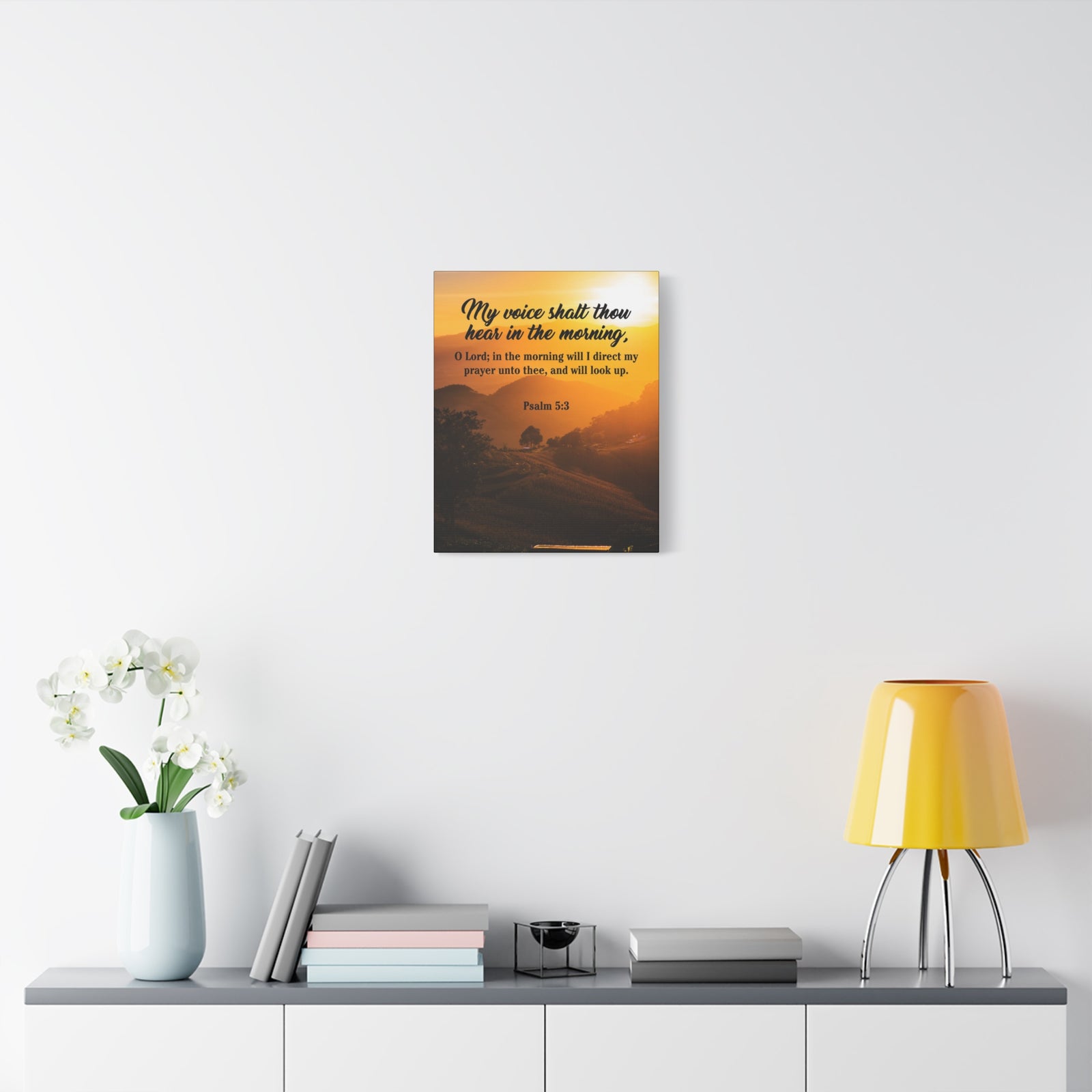 Bible Verse Canvas Morning Prayer Psalm 5:3 Christian Home Decor Scripture Art-Express Your Love Gifts