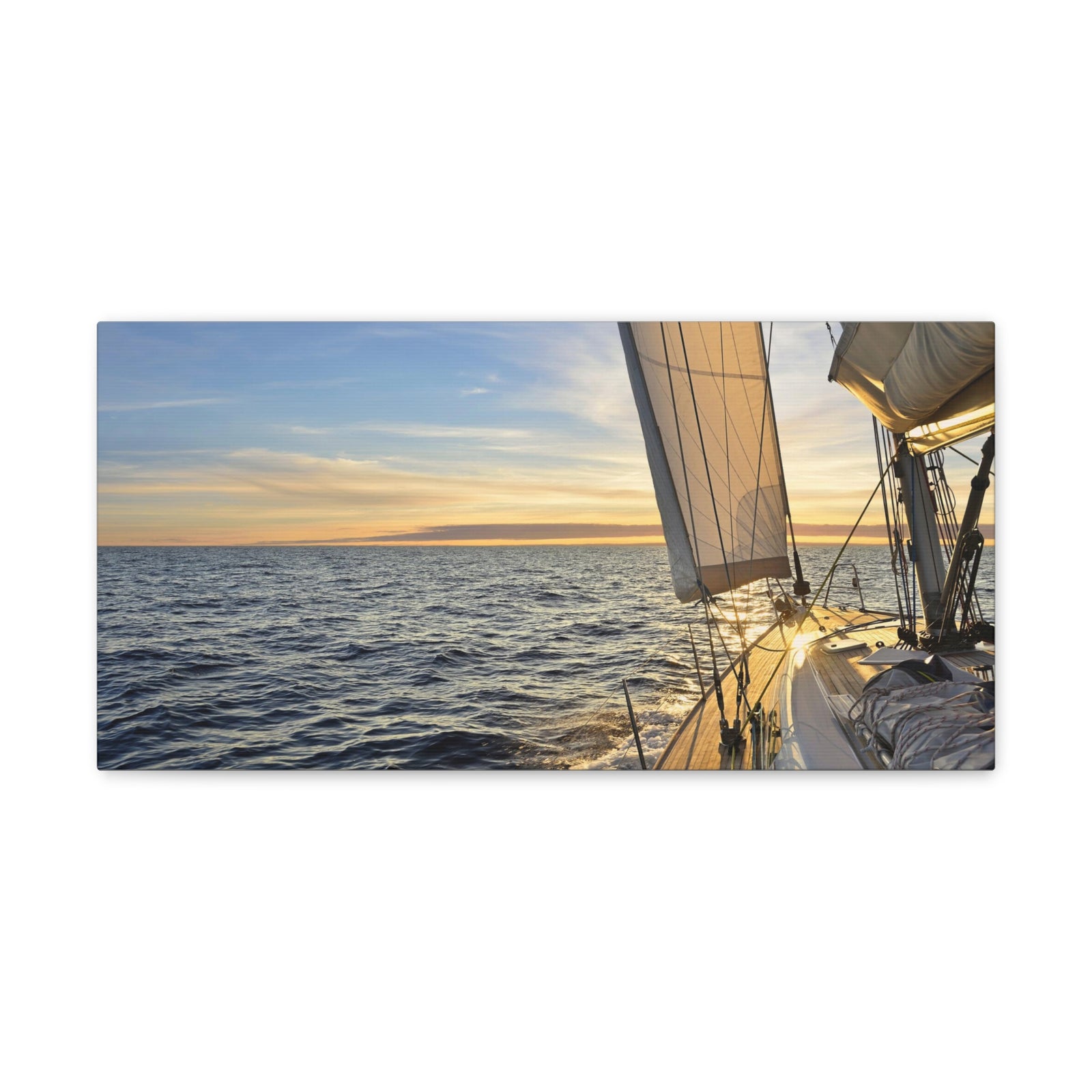 Sailboat Sailing In The Sea At Sunset Ocean Canvas Wall Art for Home Decor Ready-to-Hang-Express Your Love Gifts
