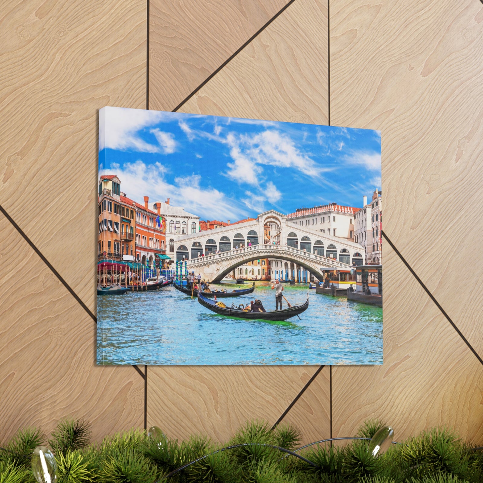 Rialto Bridge Venice Modern Multicolor Scenic Nature Photography Canvas Home Office Decor Ready to Hang-Express Your Love Gifts