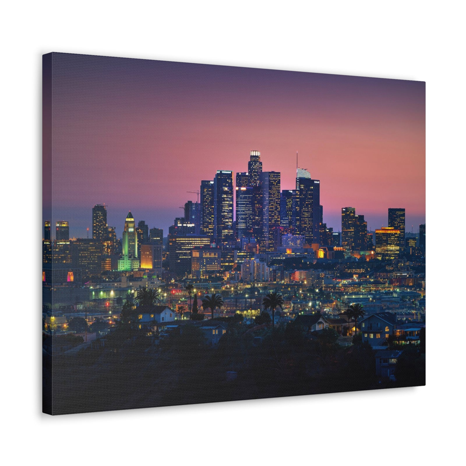 Los Angeles Night Skyline Canvas Artwork High-Quality Breathtaking Stunning Cityscape for Home Decor Ready to Hang-Express Your Love Gifts