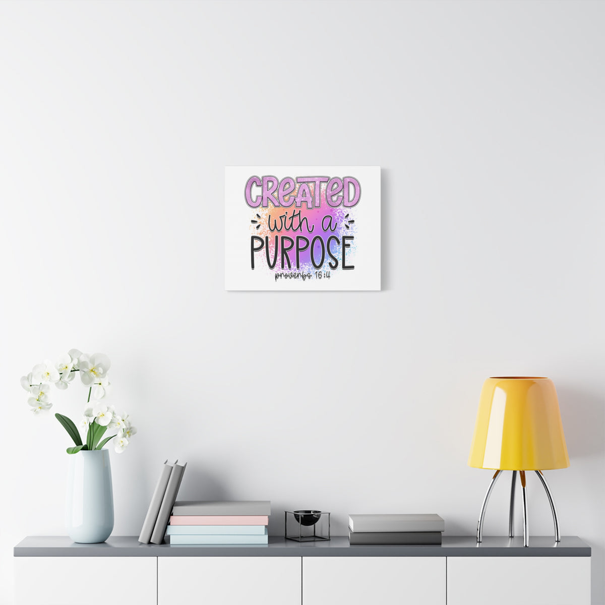 Scripture Walls Proverbs 16:4 Created With a Purpose Purple Bible Verse Canvas Christian Wall Art Ready to Hang Unframed-Express Your Love Gifts