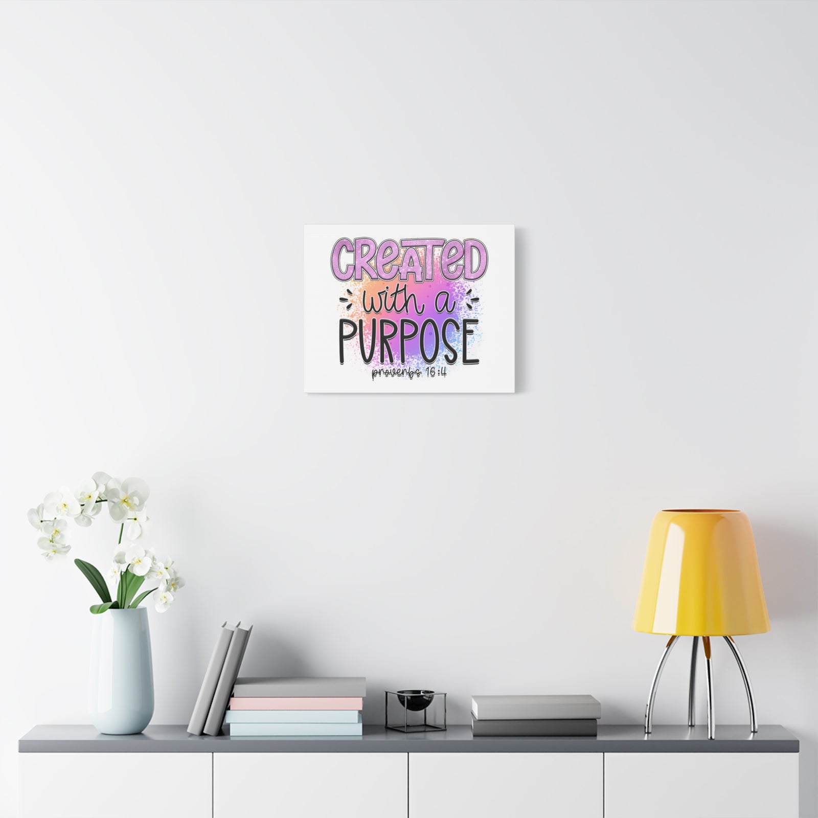 Scripture Walls Proverbs 16:4 Created With a Purpose Purple Bible Verse Canvas Christian Wall Art Ready to Hang Unframed-Express Your Love Gifts