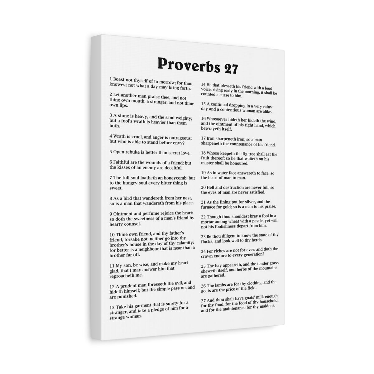 Scripture Walls Proverbs Chapter 27 White Bible Canvas Christian Wall Art Ready to Hang Unframed-Express Your Love Gifts