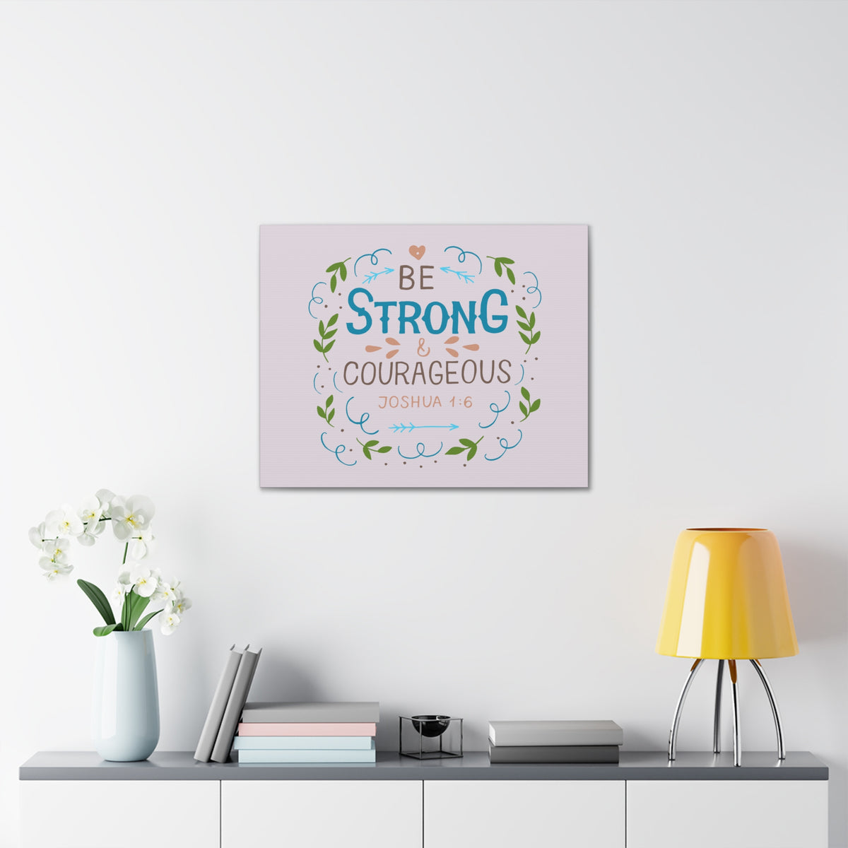 Scripture Canvas Be Strong And Courageous Joshua 1:6 Christian Wall Art Bible Verse Print Ready To Hang-Express Your Love Gifts