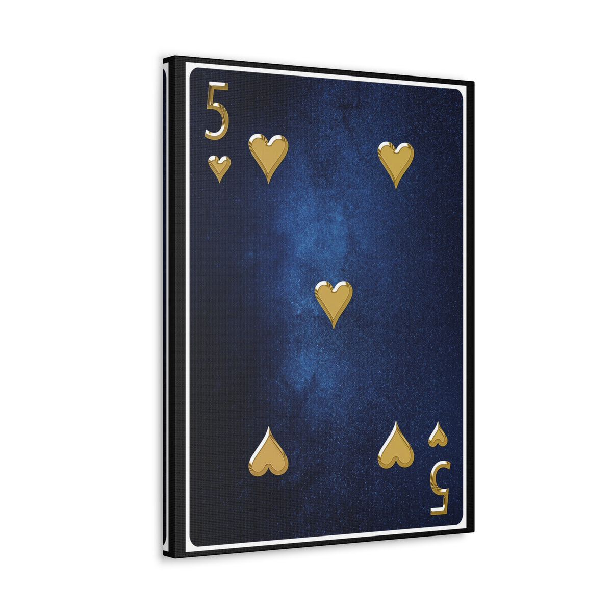 Five Of Hearts Space Background Playing Card Canvas Wall Art for Home Decor Ready-to-Hang-Express Your Love Gifts