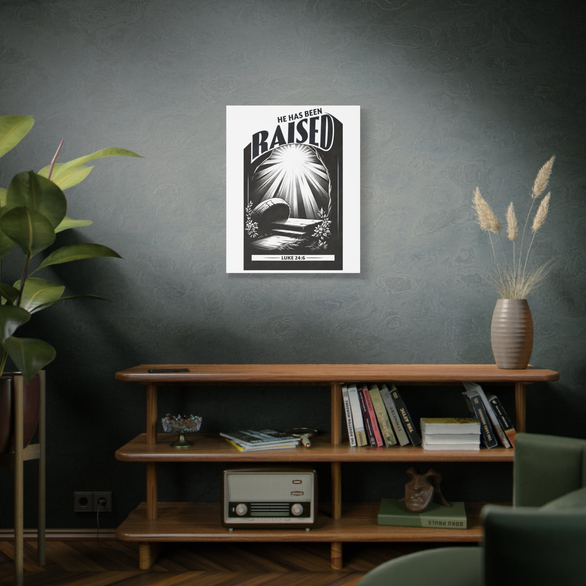 Scripture Walls Luke 24:6 He Has Been Raised Bible Verse Canvas Christian Wall Art Ready to Hang Unframed-Express Your Love Gifts