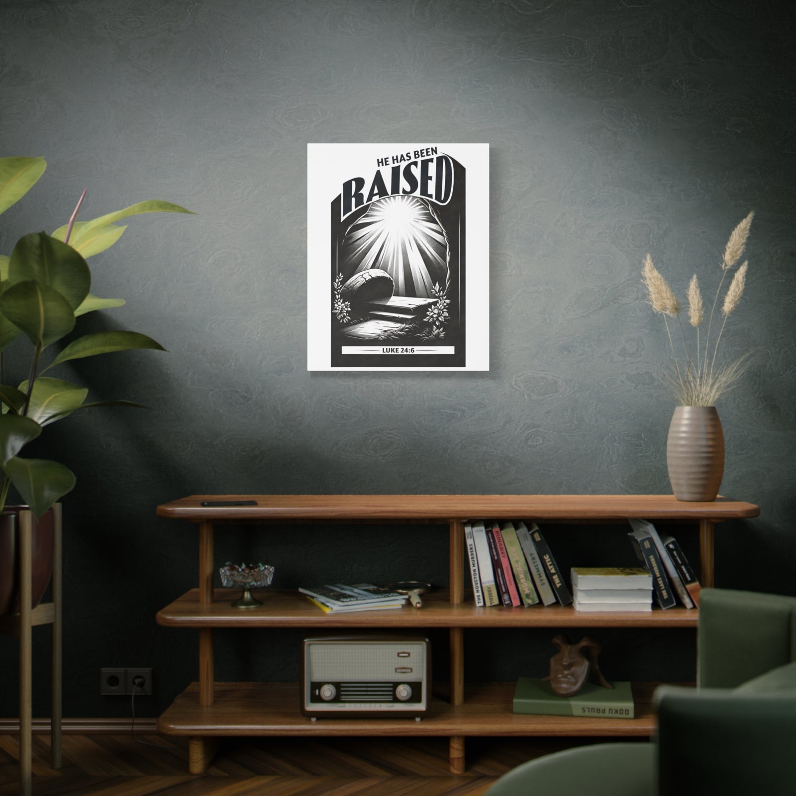 Scripture Walls Luke 24:6 He Has Been Raised Bible Verse Canvas Christian Wall Art Ready to Hang Unframed-Express Your Love Gifts