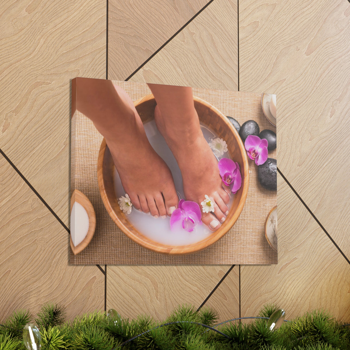 Footbath With Orchid Forest Floral Nature Photography Canvas Wall Art for Home Decor Ready-to-Hang-Express Your Love Gifts