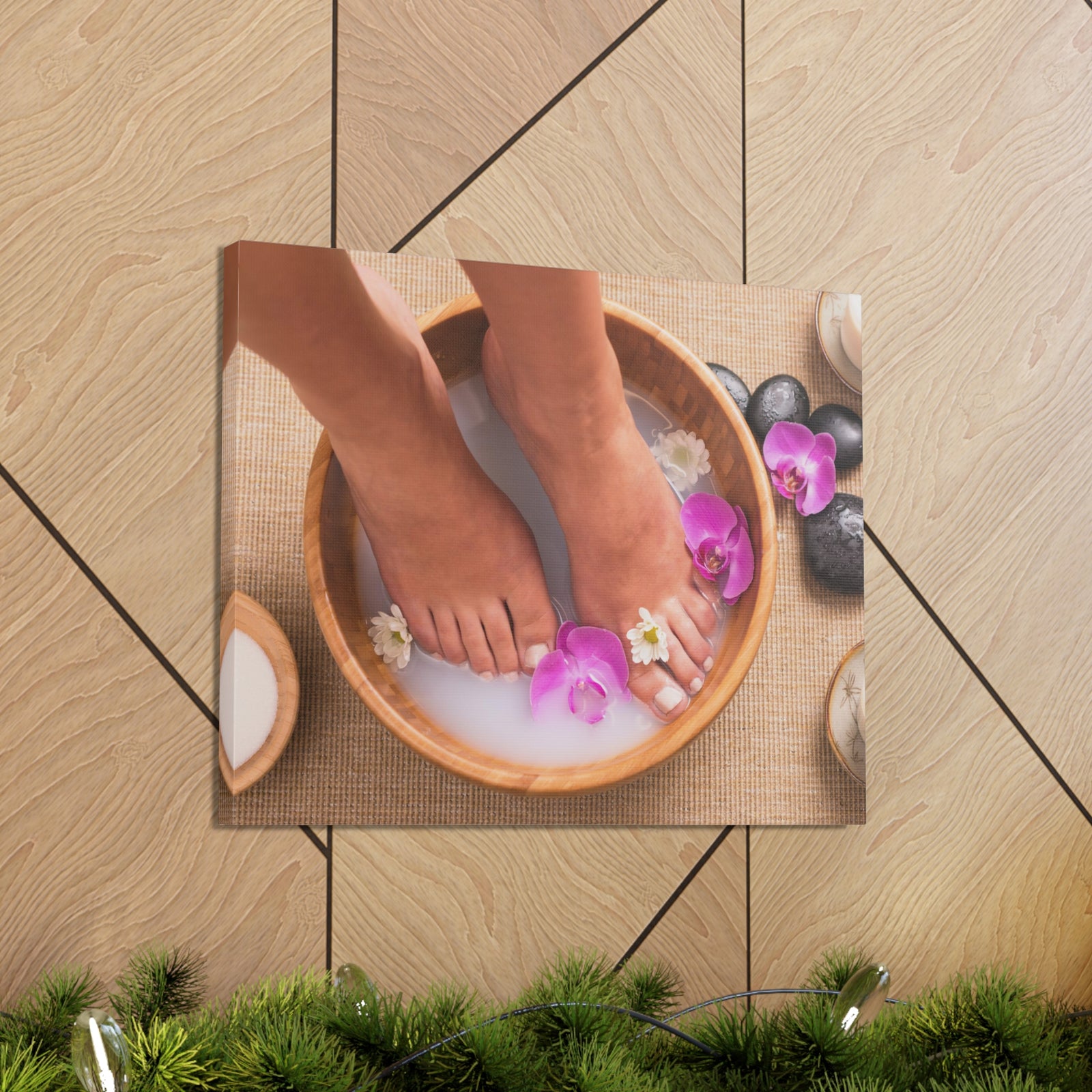 Footbath With Orchid Forest Floral Nature Photography Canvas Wall Art for Home Decor Ready-to-Hang-Express Your Love Gifts