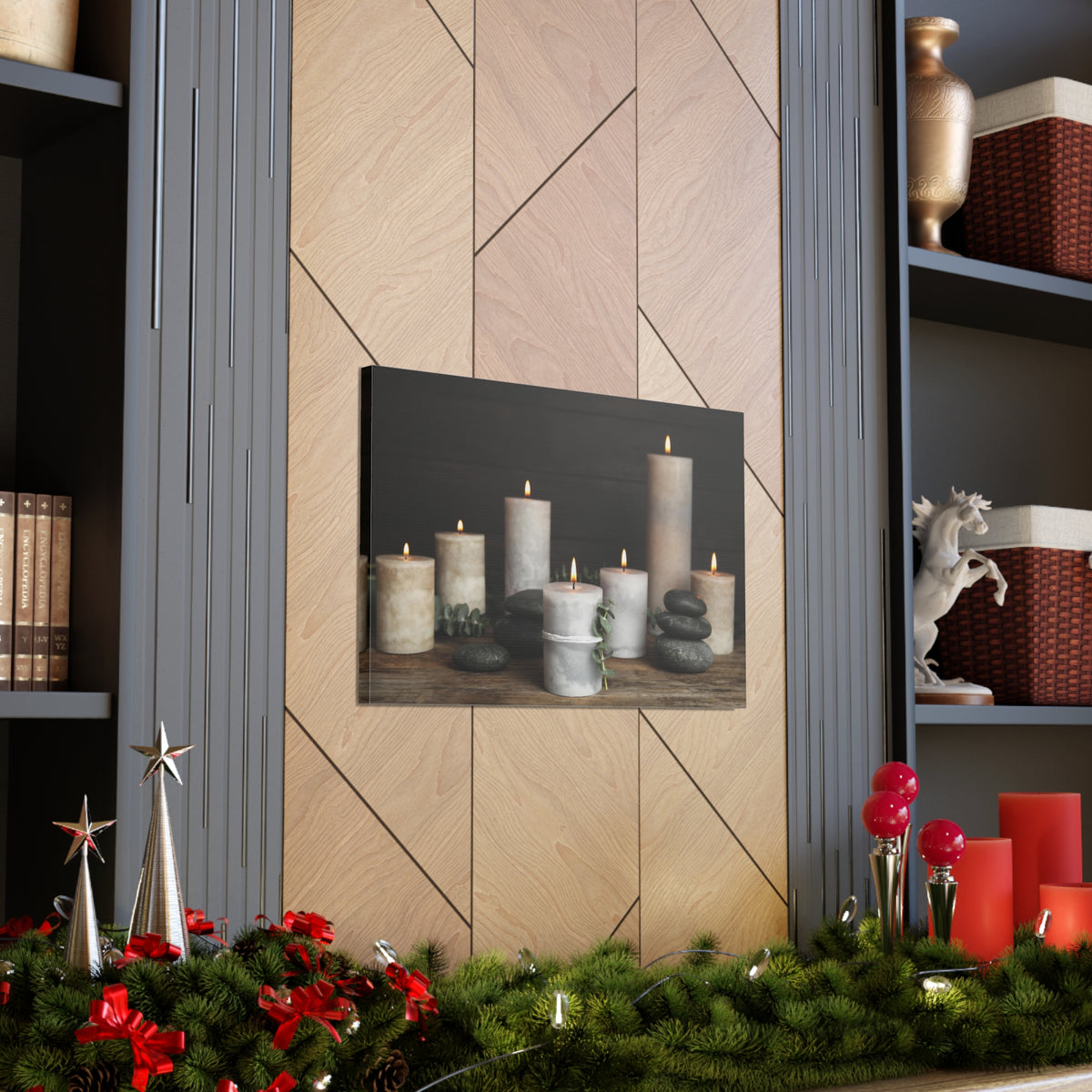 Composition with Burning Candles Forest Floral Nature Photography Canvas Wall Art for Home Decor Ready-to-Hang-Express Your Love Gifts