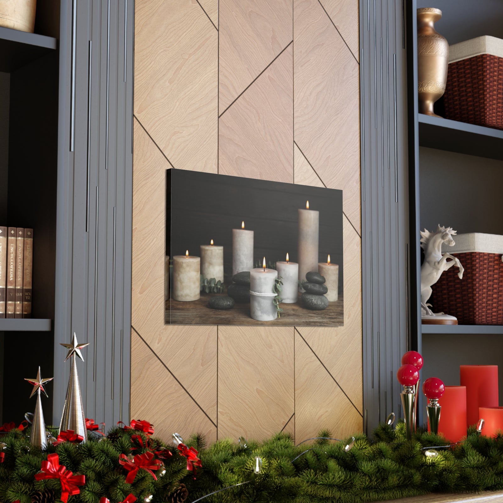 Composition with Burning Candles Forest Floral Nature Photography Canvas Wall Art for Home Decor Ready-to-Hang-Express Your Love Gifts