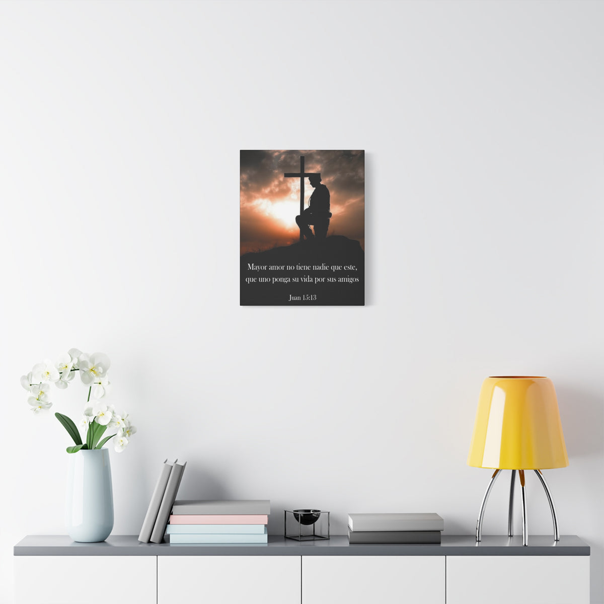 Scripture Walls John 15:13 Greater Love Soldier at Cross Christian Wall Art Print Ready to Hang Unframed-Express Your Love Gifts