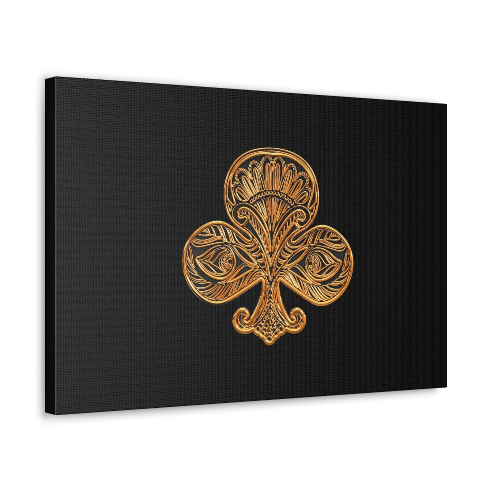 3D Gold Clubs Playing Card Canvas Wall Art for Home Decor Ready-to-Hang-Express Your Love Gifts