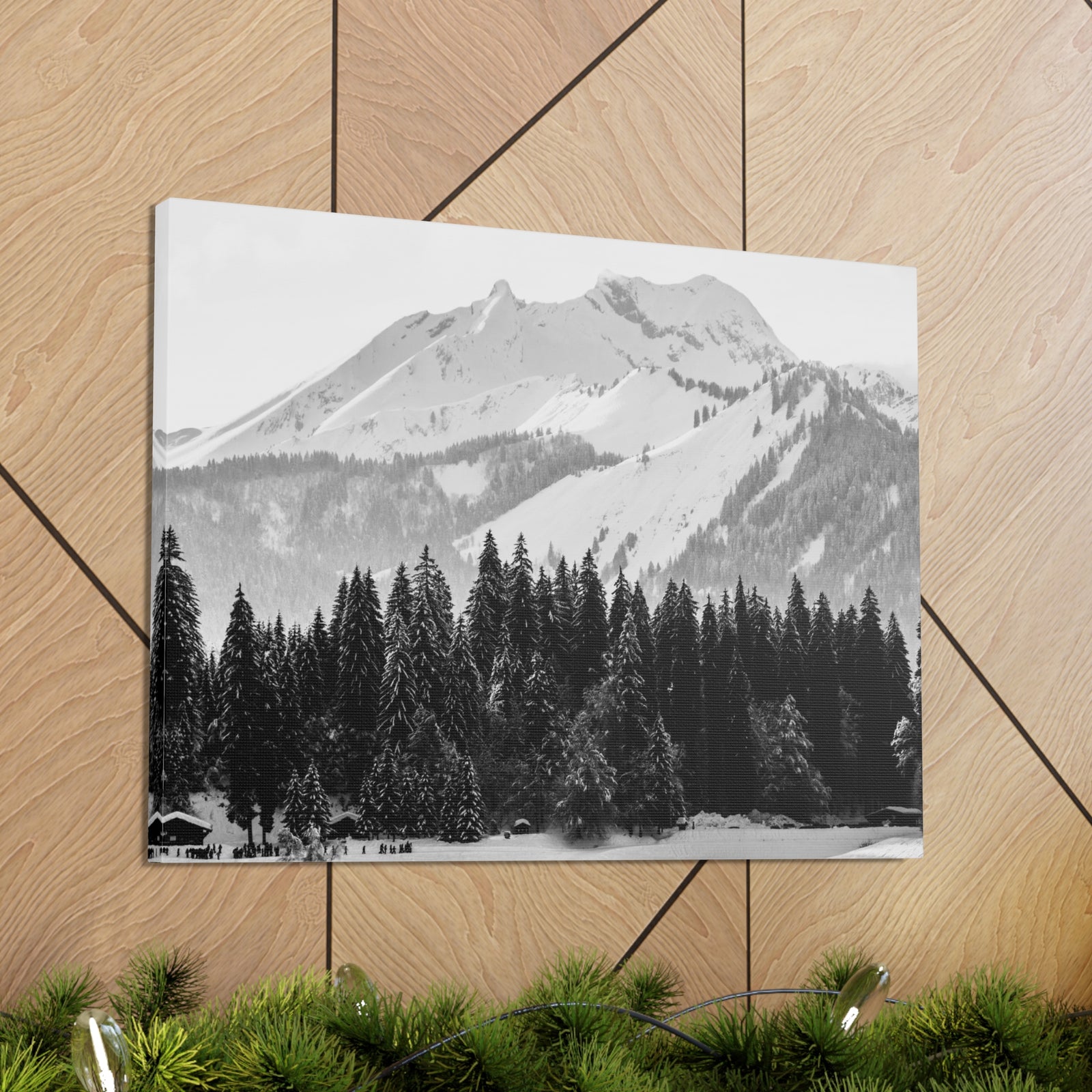 Winter Forest Mountain Black And White Nature Wilderness Photography Canvas Wall Art for Home Decor Ready-to-Hang-Express Your Love Gifts