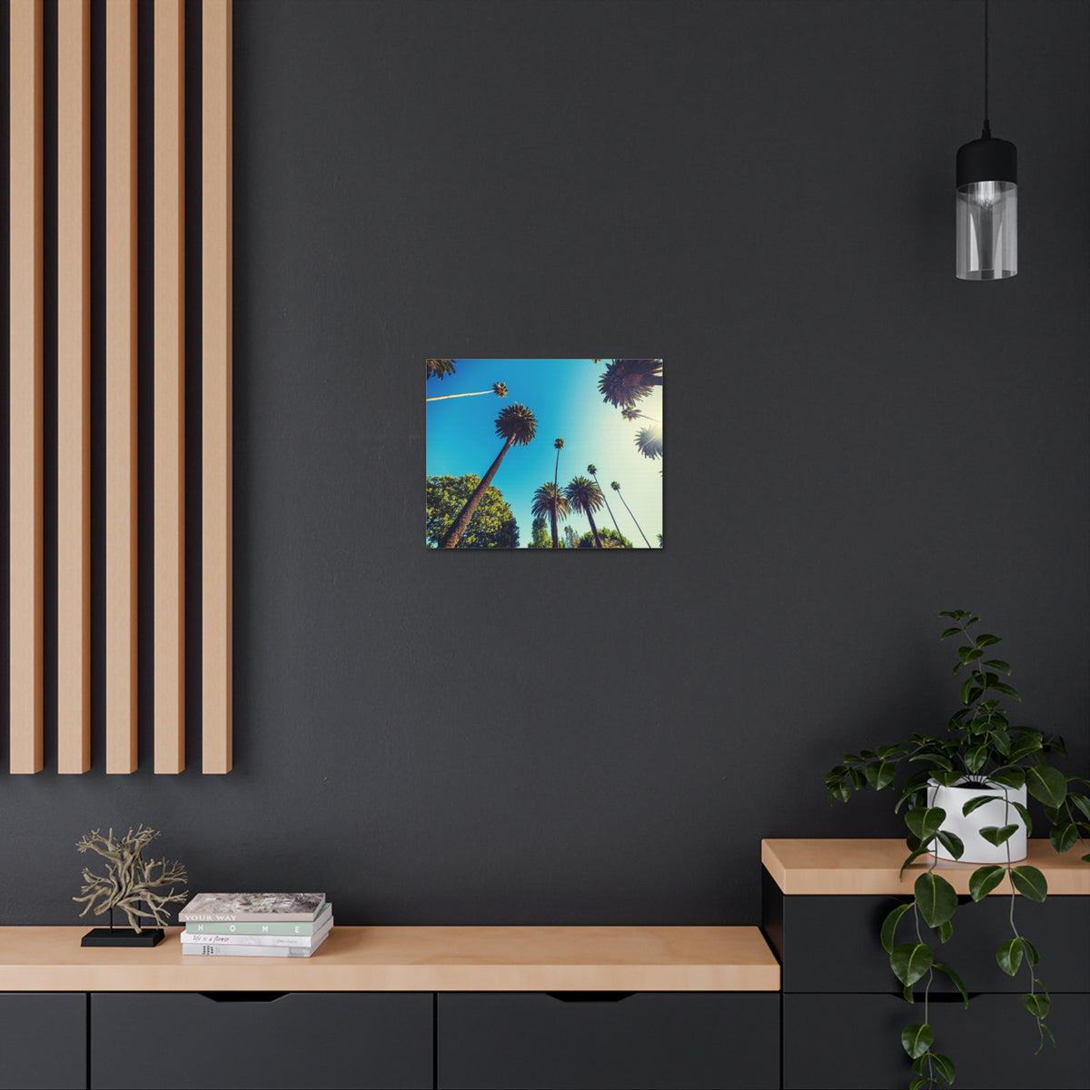 Los Angeles Sky Palm Trees Nature Wilderness Photography Canvas Wall Art for Home Decor Ready-to-Hang-Express Your Love Gifts