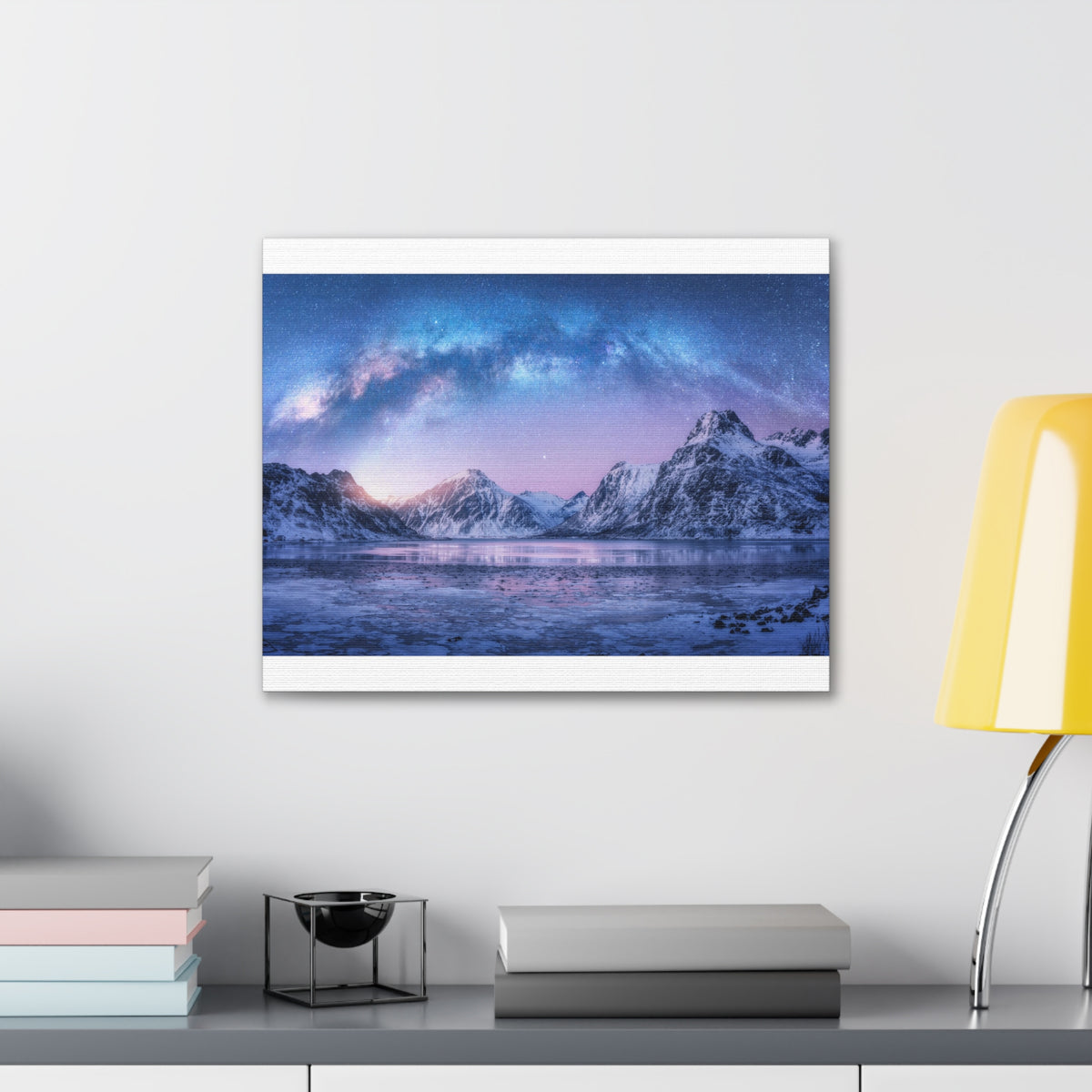 Winter Snow Mountain Lake Nature Wilderness Photography Canvas Wall Art for Home Decor Ready-to-Hang-Express Your Love Gifts
