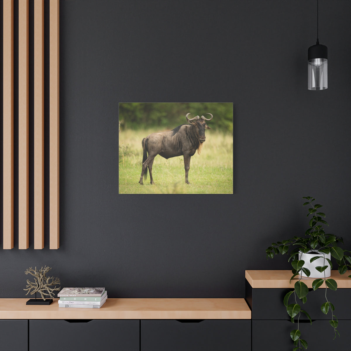 Funny Wildebeest Silly Wildebeest Scene Outdoor Wall Art Ready to Hang-Express Your Love Gifts