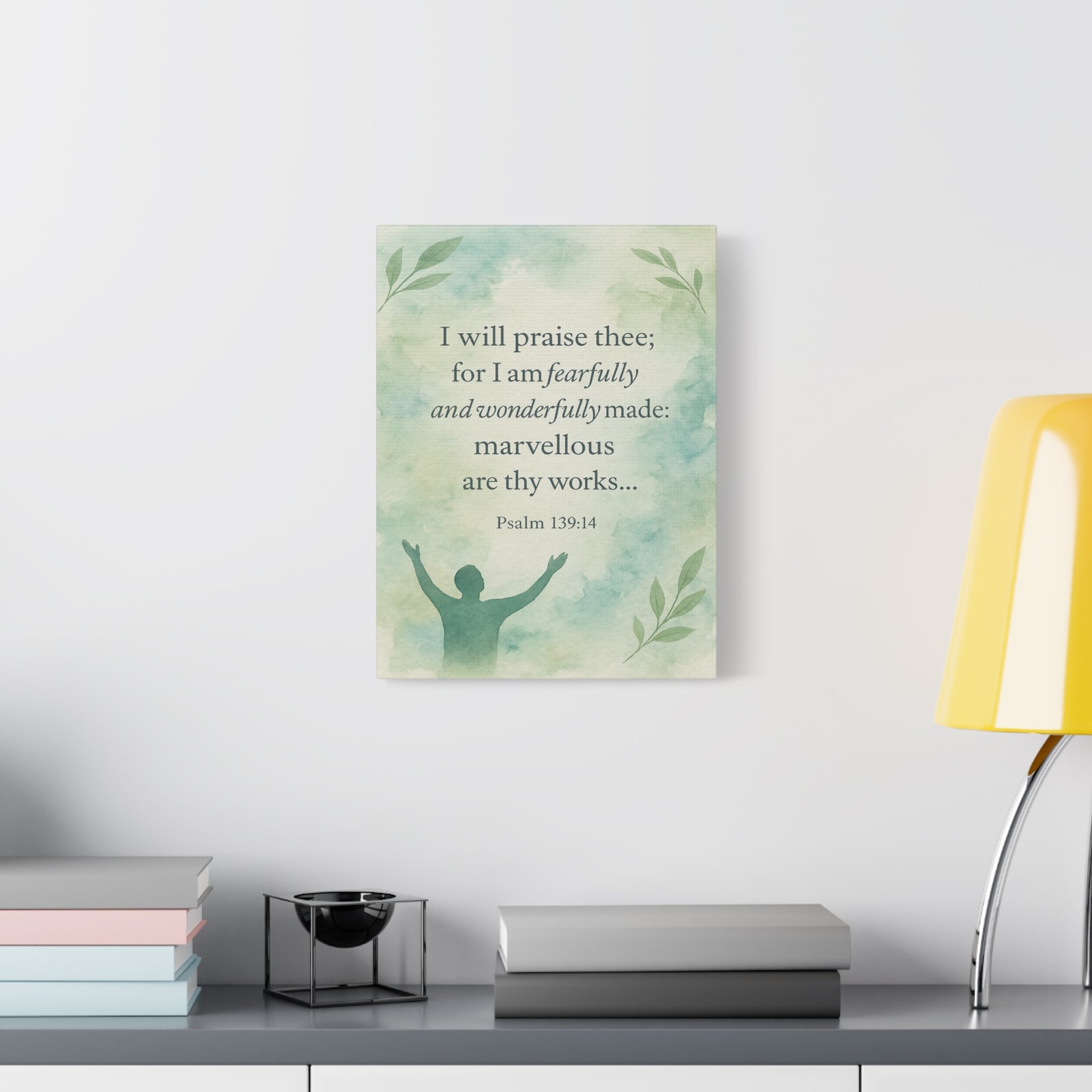 Bible Verse Canvas Psalm 139:14 Christian Home Décor Wall Art Scripture Ready to Hang Faith Print-Express Your Love Gifts