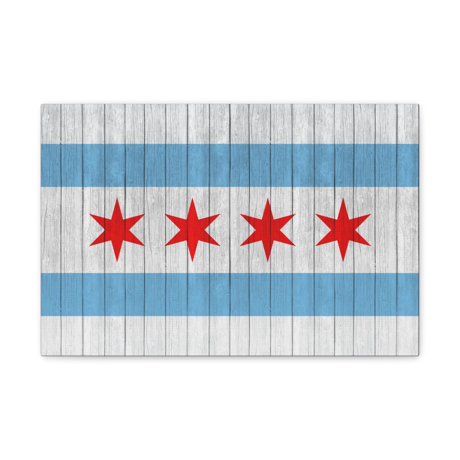 Chicago Flag On Wood Texture Canvas Wall Art for Home Decor Ready-to-Hang-Express Your Love Gifts
