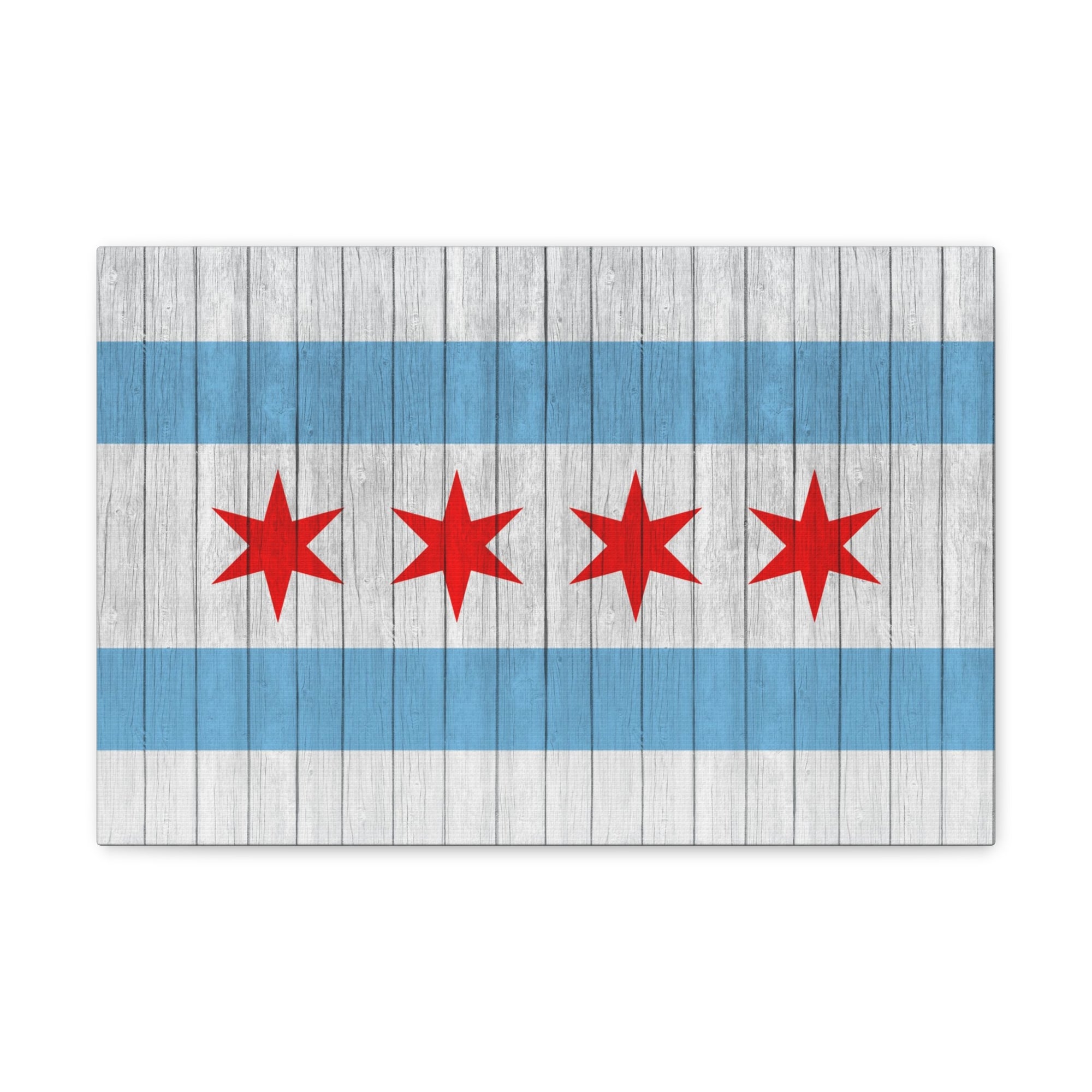 Chicago Flag On Wood Texture Canvas Wall Art for Home Decor Ready-to-Hang-Express Your Love Gifts