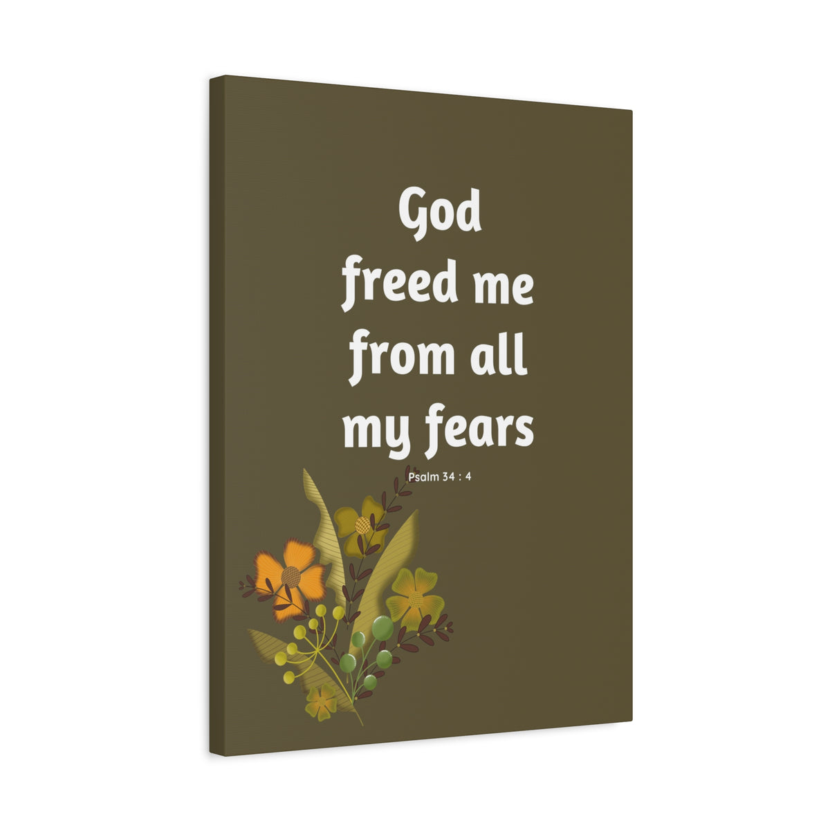 Scripture Canvas God Freed Me Psalm 34:4 Christian Wall Art Bible Verse Print Ready to Hang-Express Your Love Gifts