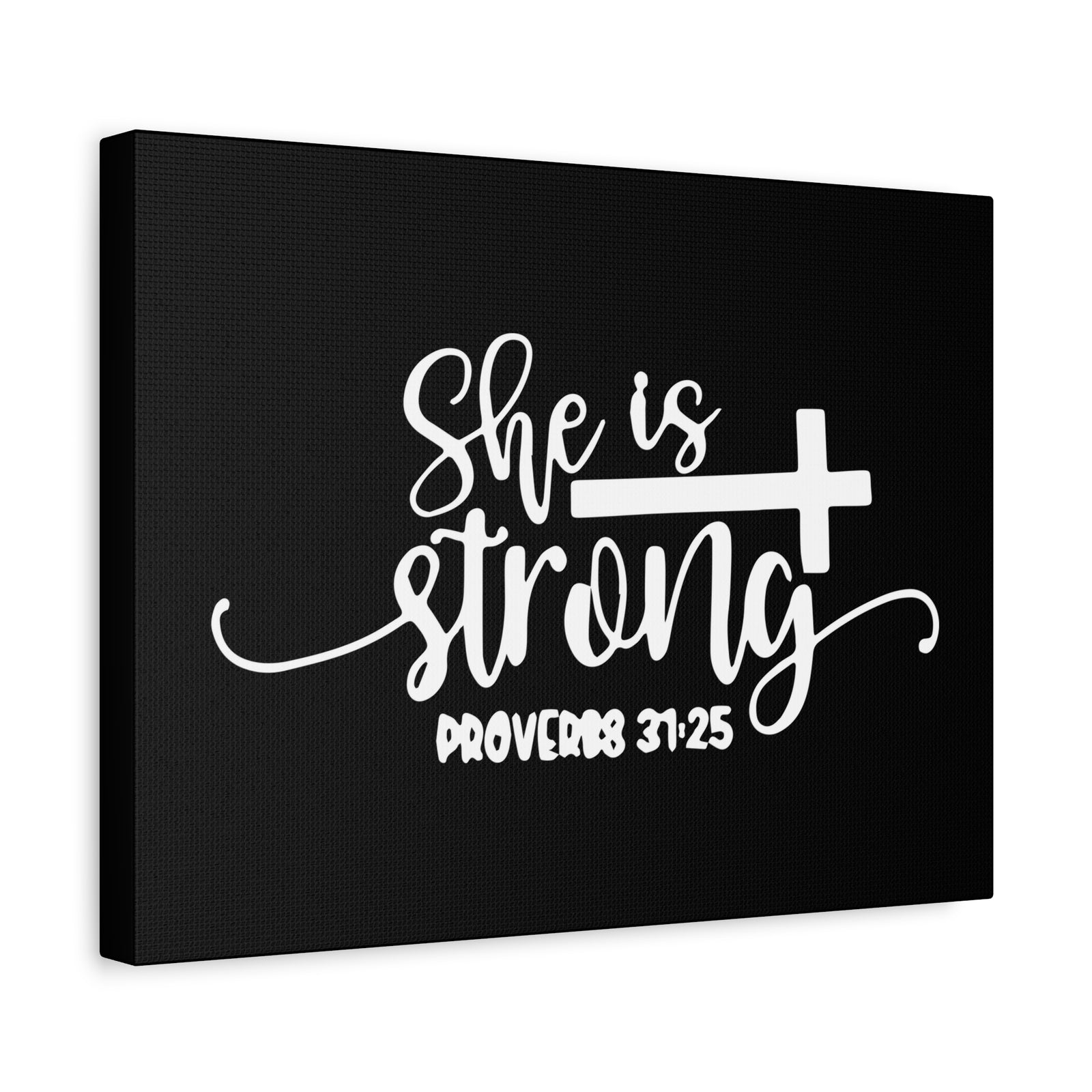 Scripture Canvas She Is Strong Proverbs 31:25 Christian Wall Art Bible Verse Print Ready to Hang-Express Your Love Gifts