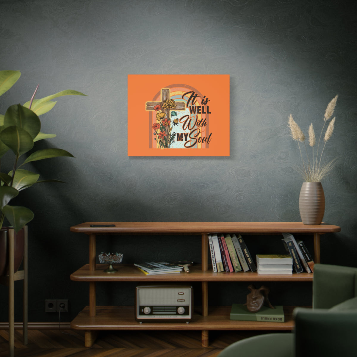 Scripture Canvas With My Soul Psalm 42:7 Bright Orange Christian Wall Art Bible Verse Print Ready to Hang-Express Your Love Gifts