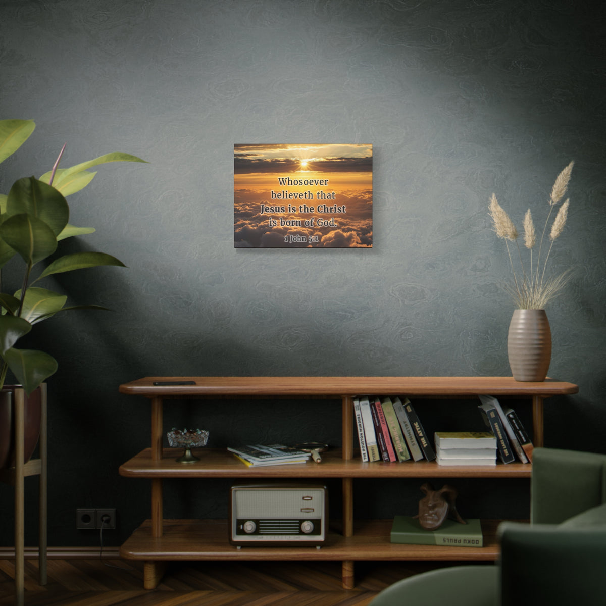 Scripture Walls 1 John 5:1 Born of God Sun Bible Verse Canvas Christian Wall Art Ready to Hang Unframed-Express Your Love Gifts