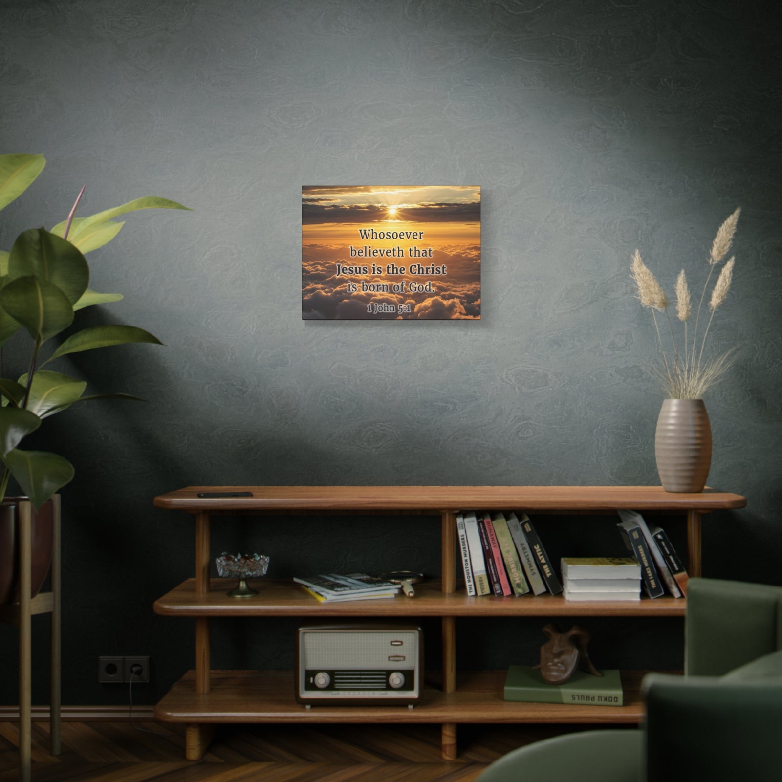 Scripture Walls 1 John 5:1 Born of God Sun Bible Verse Canvas Christian Wall Art Ready to Hang Unframed-Express Your Love Gifts