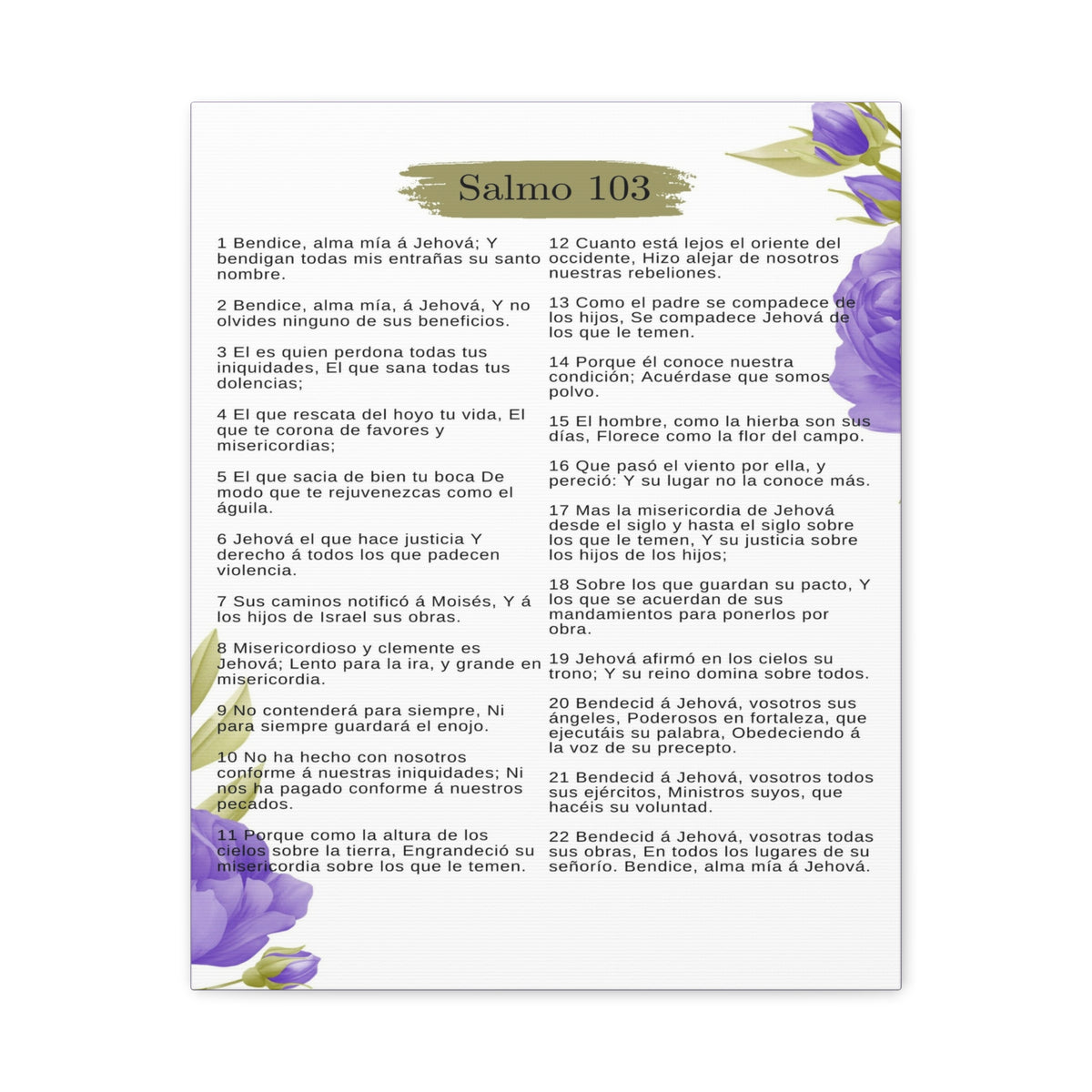 Salmo 103 Impresión De Arte Cristiano en la Pared Lista Para Colgar-Express Your Love Gifts