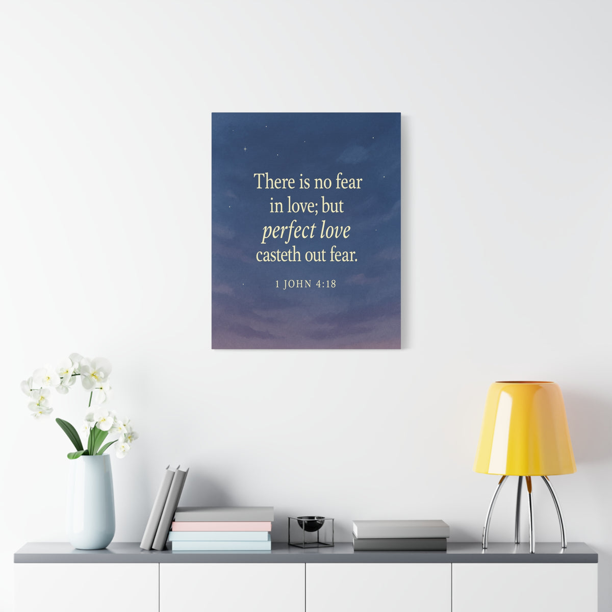 Bible Verse Canvas 1 John 4:18 Christian Home Décor Wall Art Scripture Ready to Hang Faith Print-Express Your Love Gifts