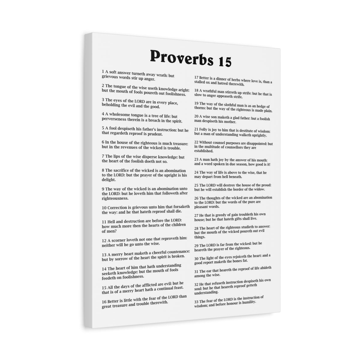 Scripture Walls Proverbs Chapter 15 White Bible Canvas Christian Wall Art Ready to Hang Unframed-Express Your Love Gifts