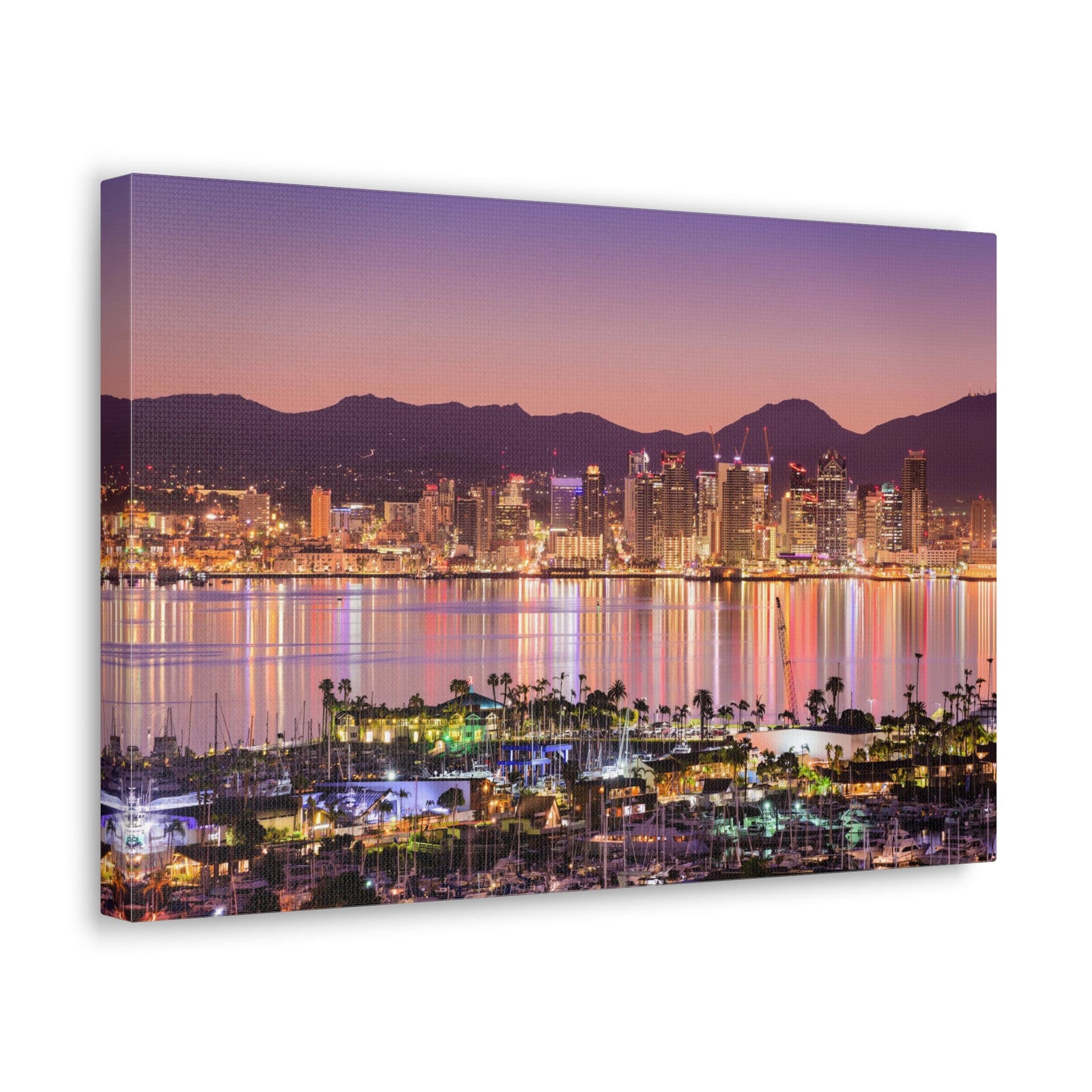 San Diego Night Skyline Canvas Artwork High-Quality Breathtaking Stunning Cityscape for Home Decor Ready to Hang-Express Your Love Gifts