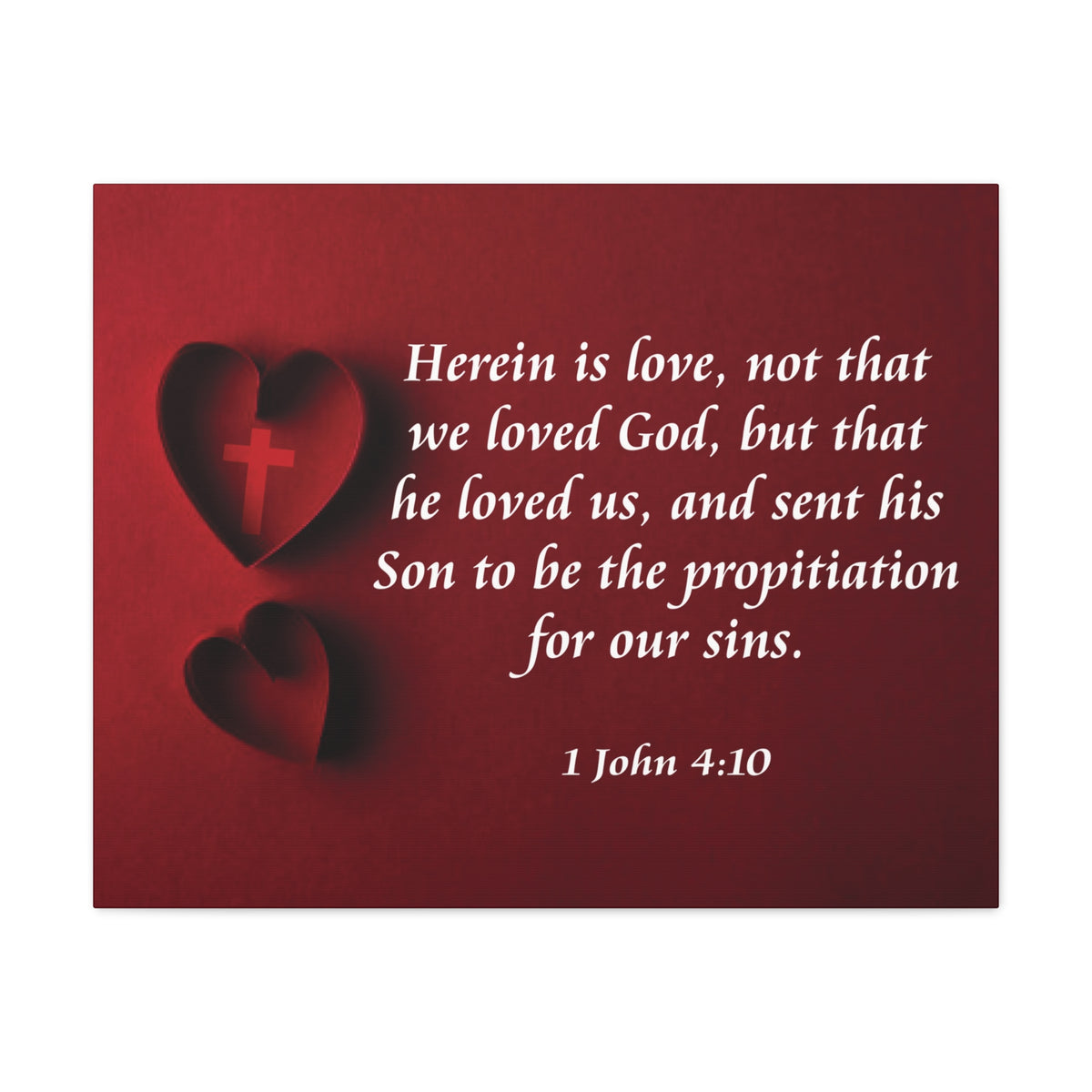 Bible Verse Canvas Herein is Love 1 John 4:10 Christian Home Décor Wall Art Scripture Ready to Hang Faith Print-Express Your Love Gifts