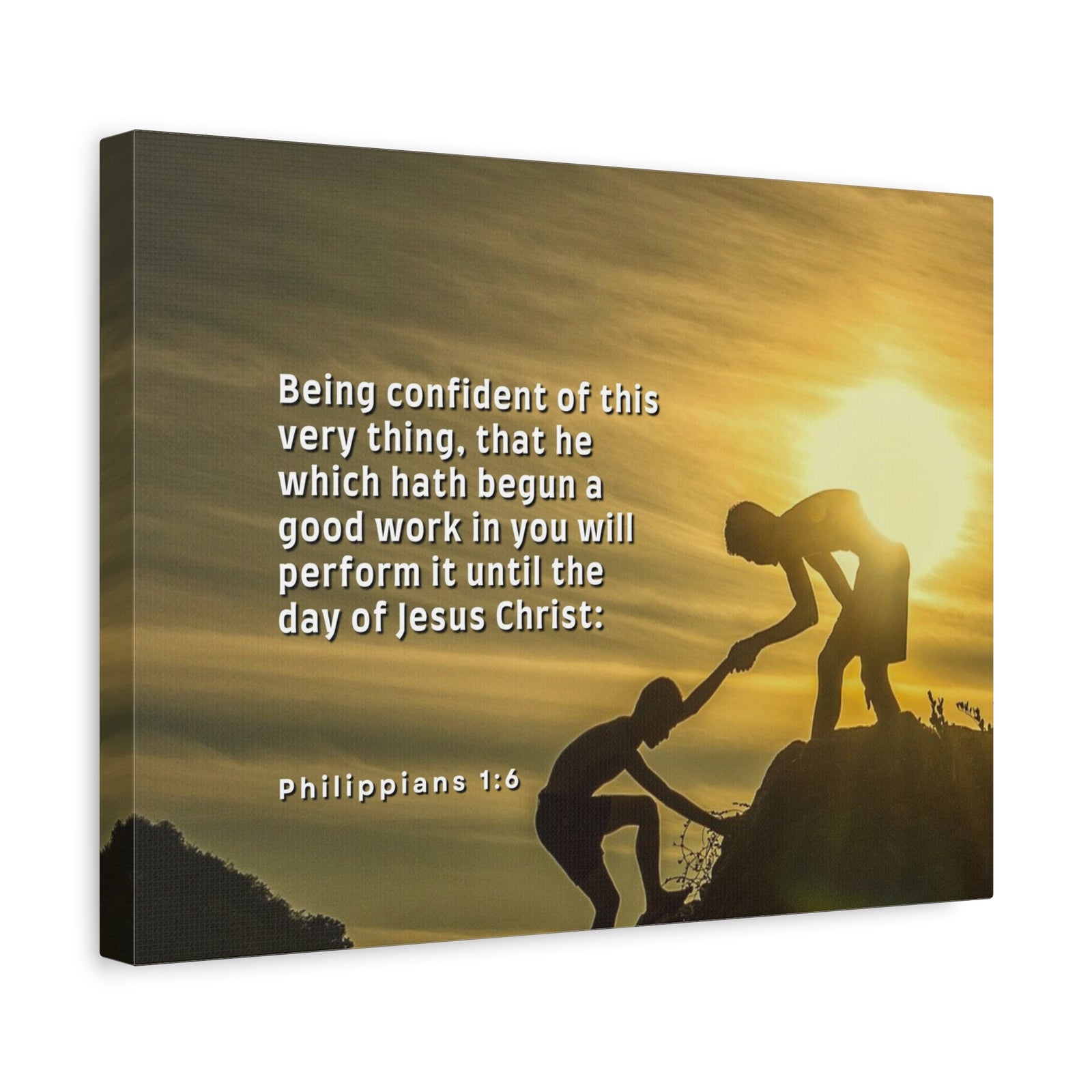 Scripture Canvas Being Confident Philippians 1:6 Christian Wall Art Bible Verse Print Ready to Hang-Express Your Love Gifts