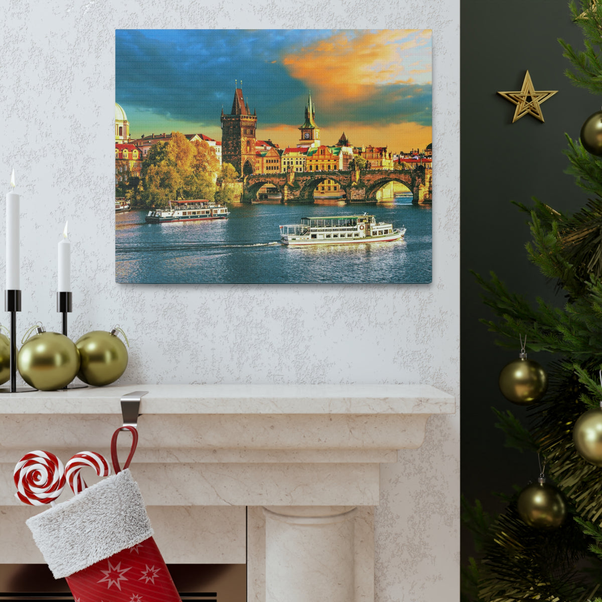Prague Daytime Skyline Canvas Artwork High-Quality Breathtaking Stunning Cityscape for Home Decor Ready to Hang-Express Your Love Gifts
