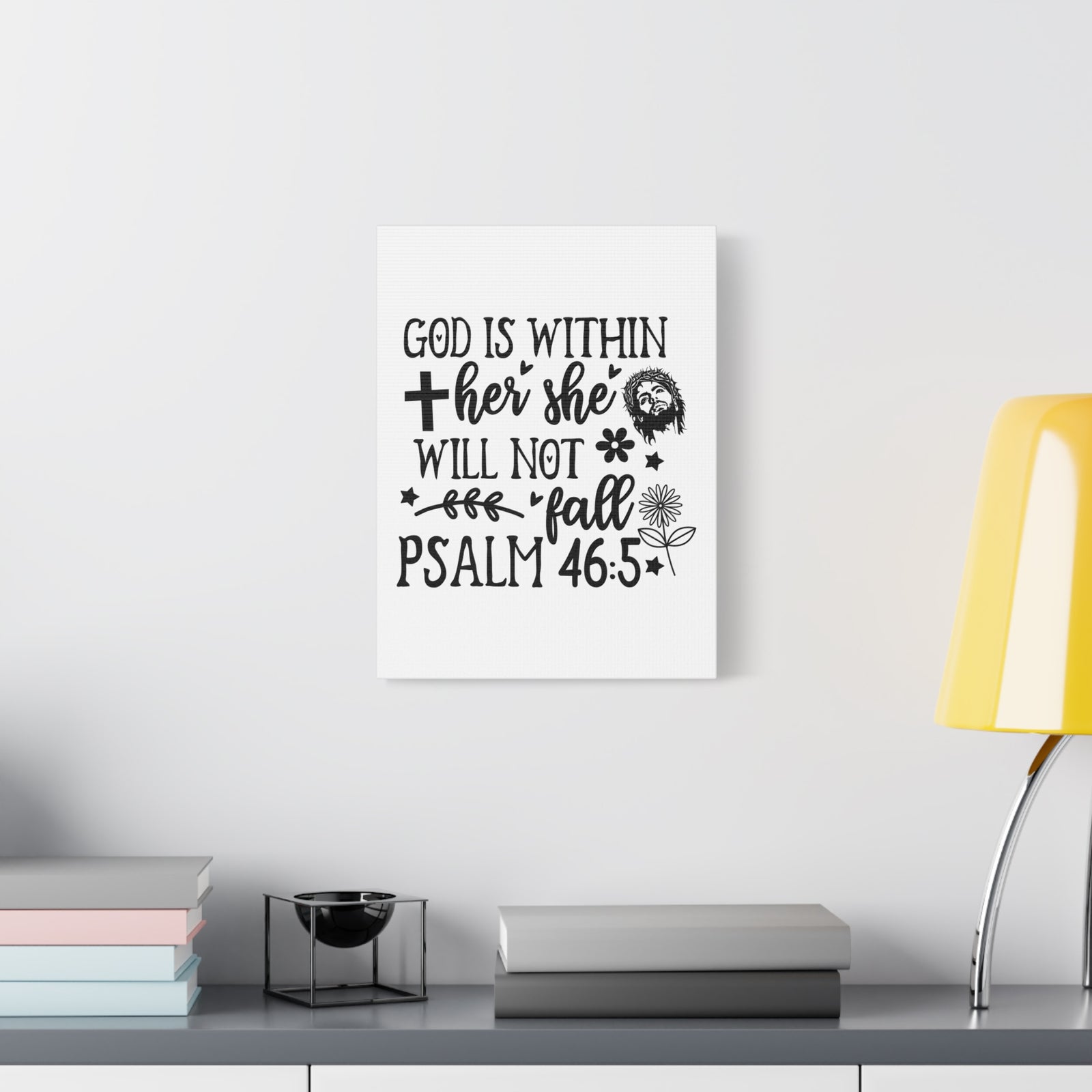 Scripture Walls Psalm 46:5 God is Within Her Bible Verse Canvas Christian Wall Art Ready to Hang Unframed-Express Your Love Gifts