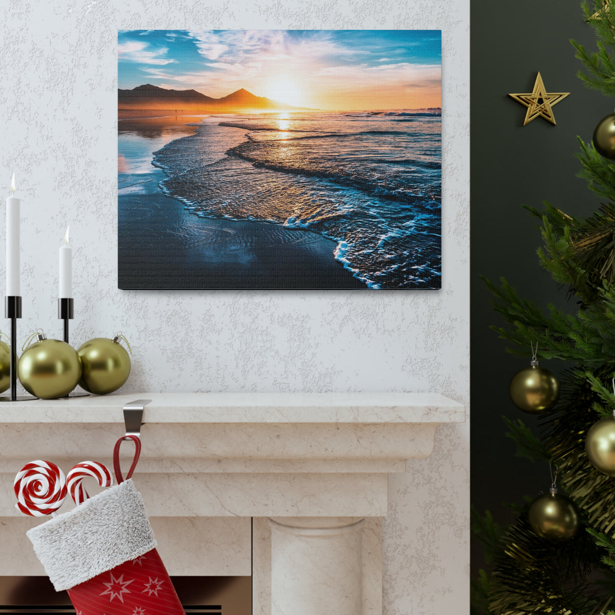 Beach Sunset Endless Horizon Ocean Canvas Wall Art for Home Decor Ready-to-Hang-Express Your Love Gifts