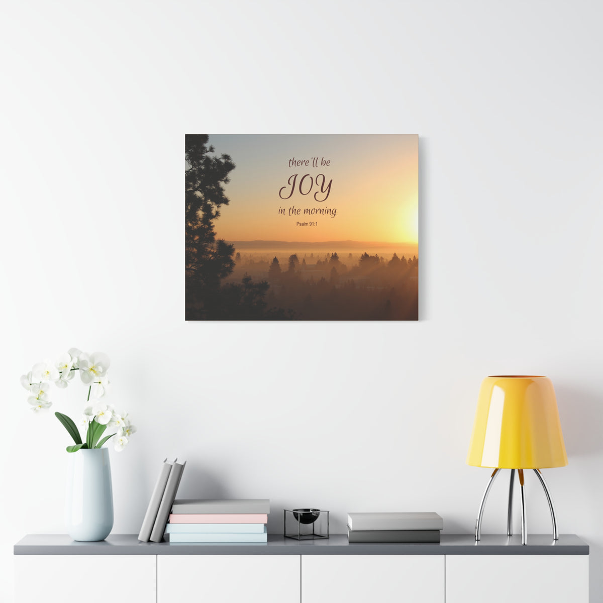 Scripture Canvas Morning Psalm 91:1 Christian Wall Art Bible Verse Print Ready to Hang-Express Your Love Gifts