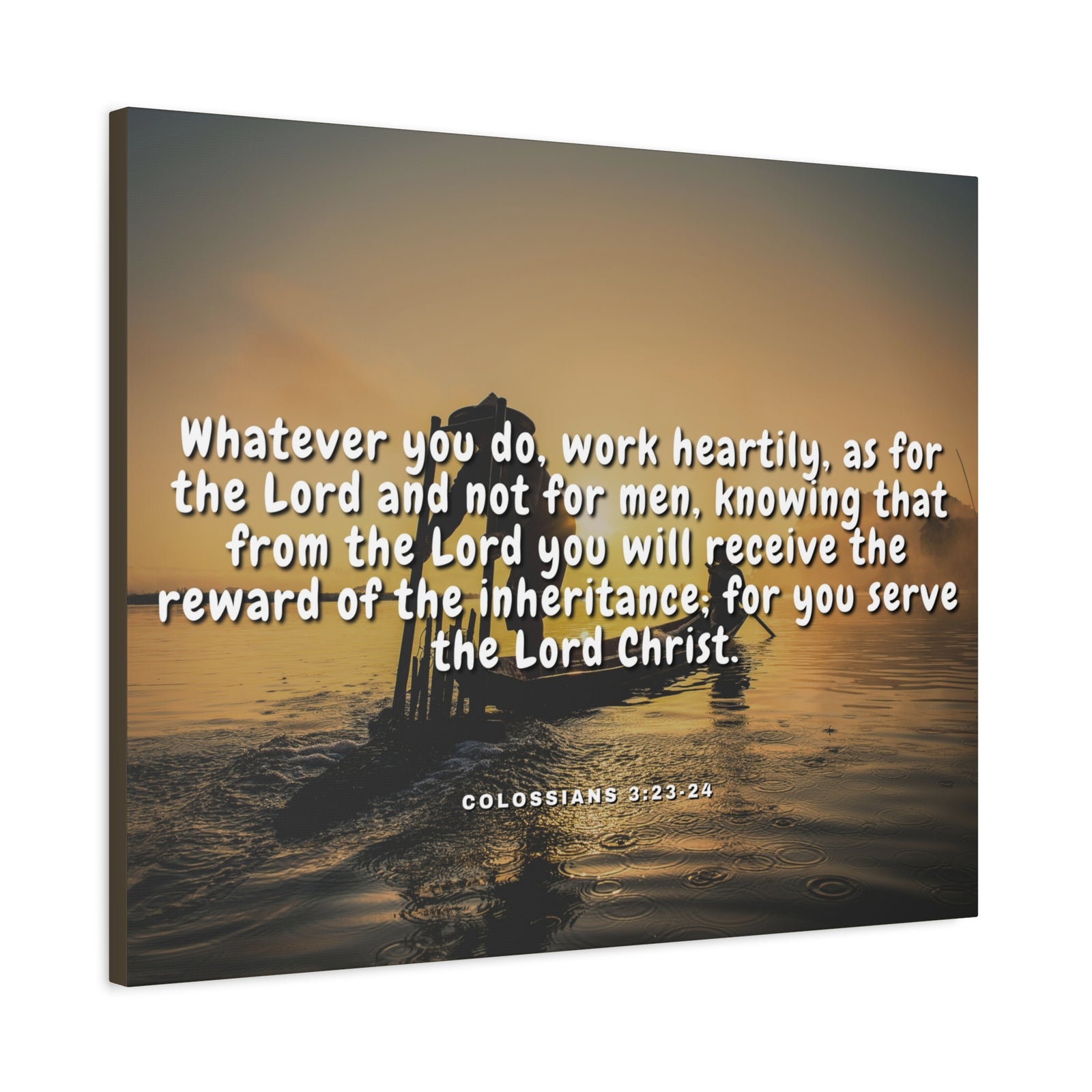Scripture Canvas Working For God Colossians 3:23 - 24 Christian Wall Art Bible Verse Print Ready to Hang-Express Your Love Gifts