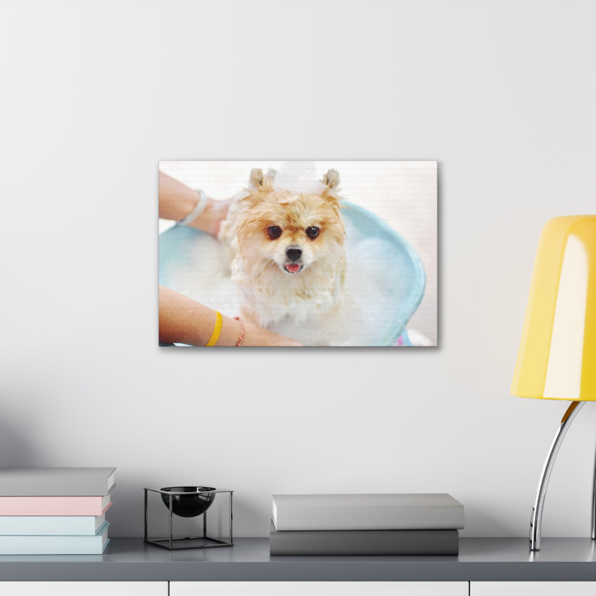 Cute Pomeranian Bath Canvas Wall Art for Home Decor Ready-to-Hang-Express Your Love Gifts