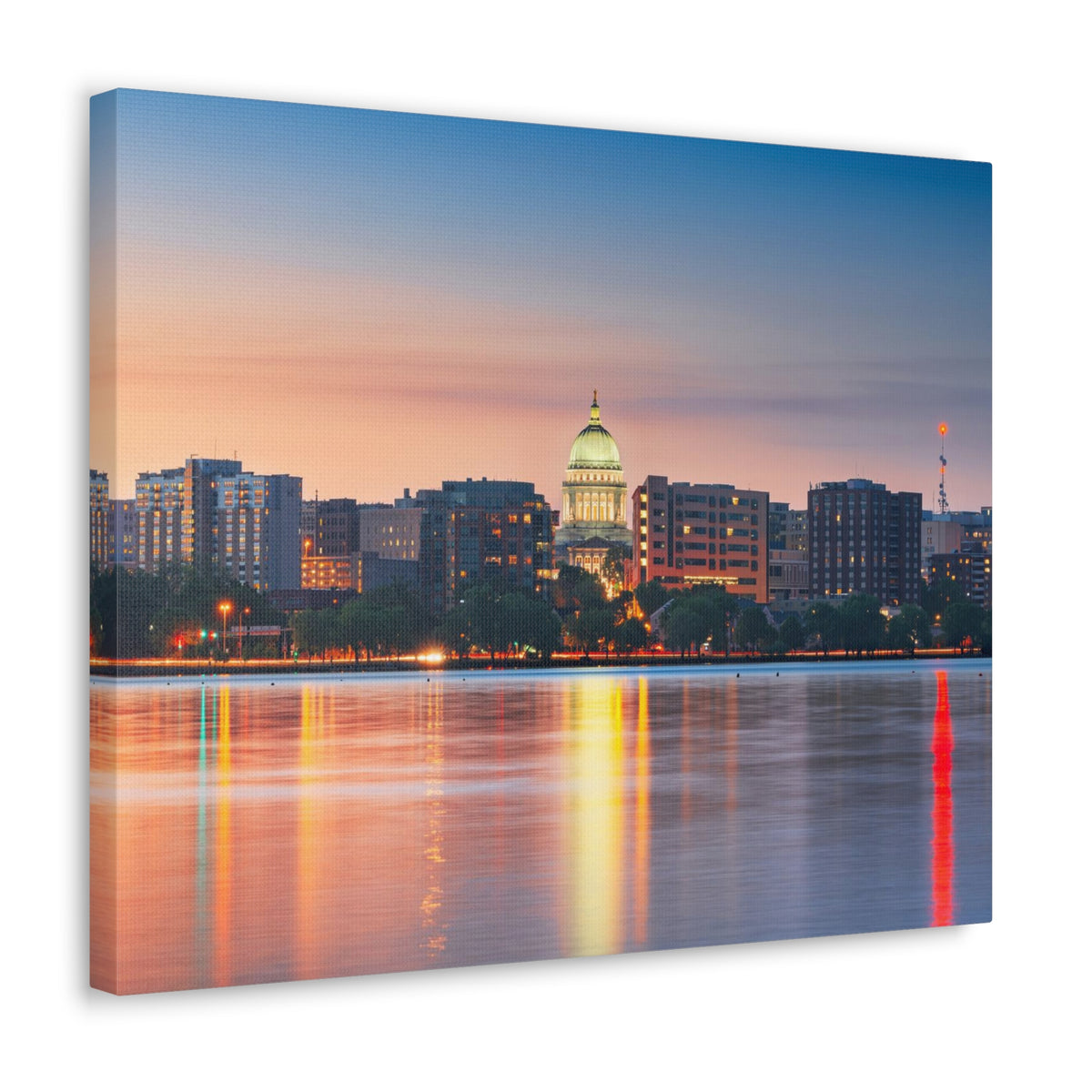 Madison Night Skyline Canvas Artwork High-Quality Breathtaking Stunning Cityscape for Home Decor Ready to Hang-Express Your Love Gifts