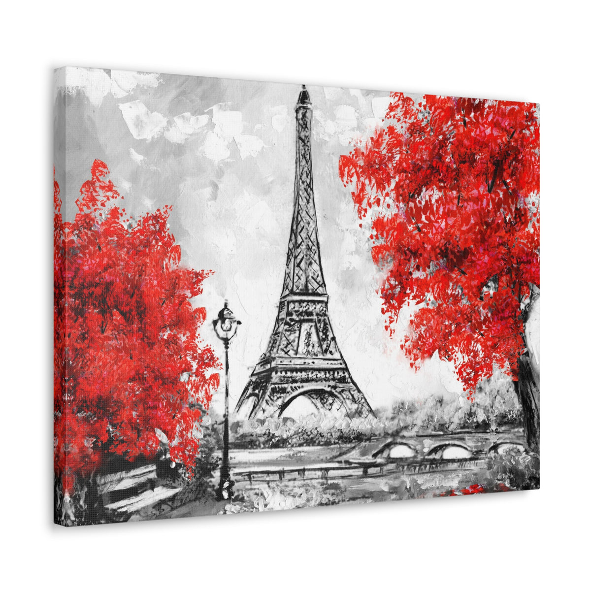 Paris Red Tree Eiffel Tower France Canvas Artwork High-Quality Breathtaking French City for Home Decor Ready to Hang-Express Your Love Gifts