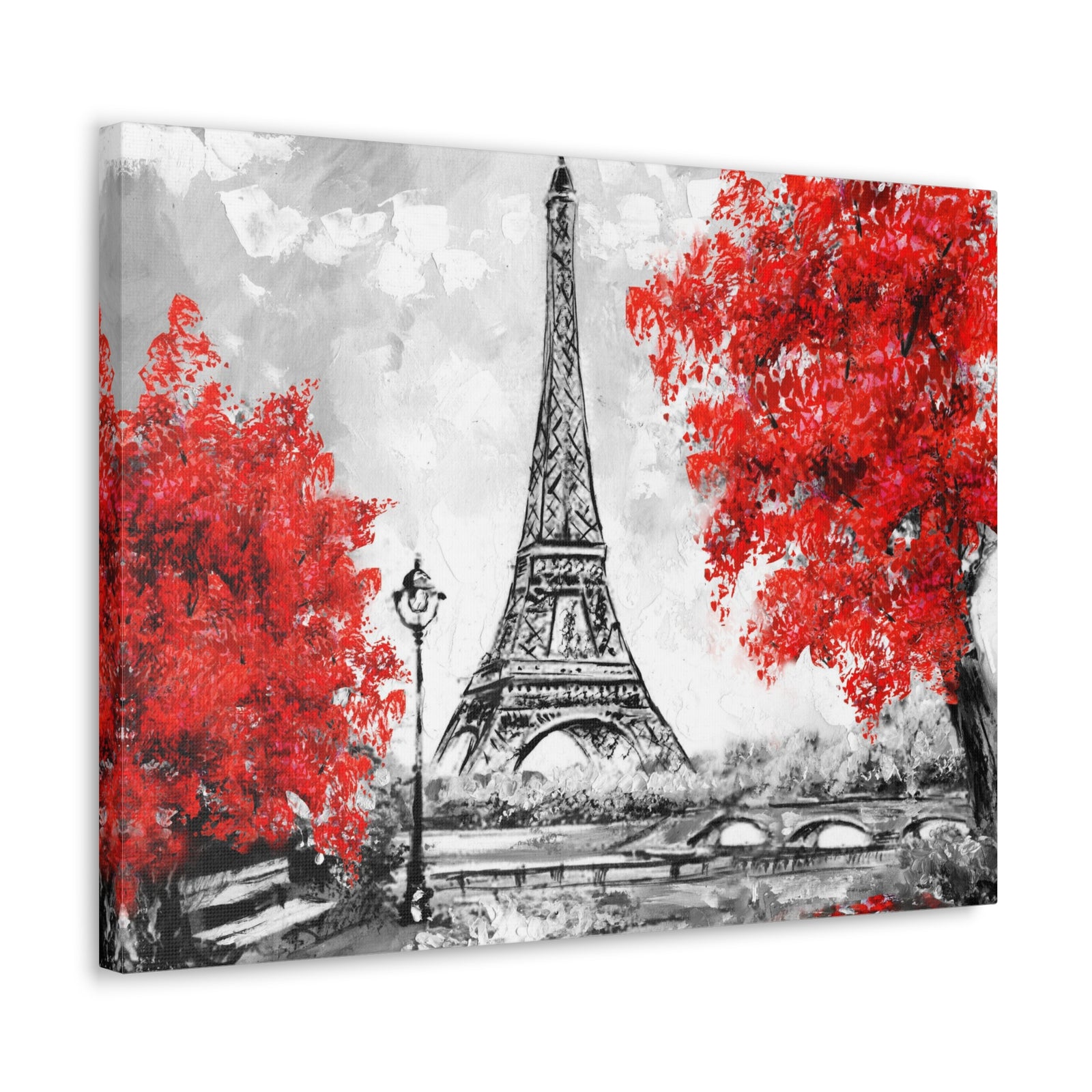 Paris Red Tree Eiffel Tower France Canvas Artwork High-Quality Breathtaking French City for Home Decor Ready to Hang-Express Your Love Gifts