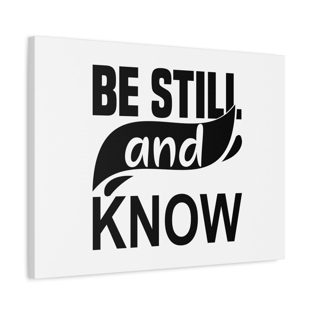 Scripture Canvas Be Still And Know Psalm 46:10 Swish Black Christian Wall Art Bible Verse Print Ready to Hang-Express Your Love Gifts